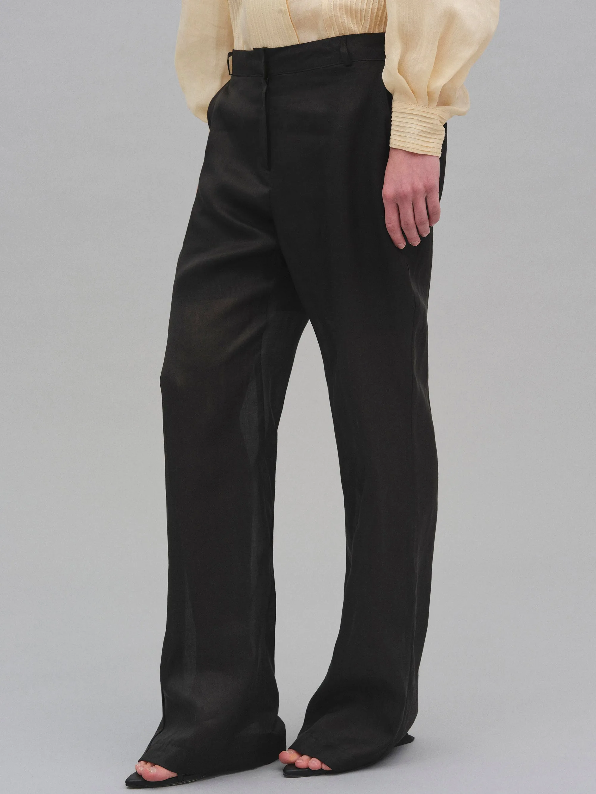 Arny Semi-Sheer Linen Pants, Black sold by Source Unknown product image thumbnail 4