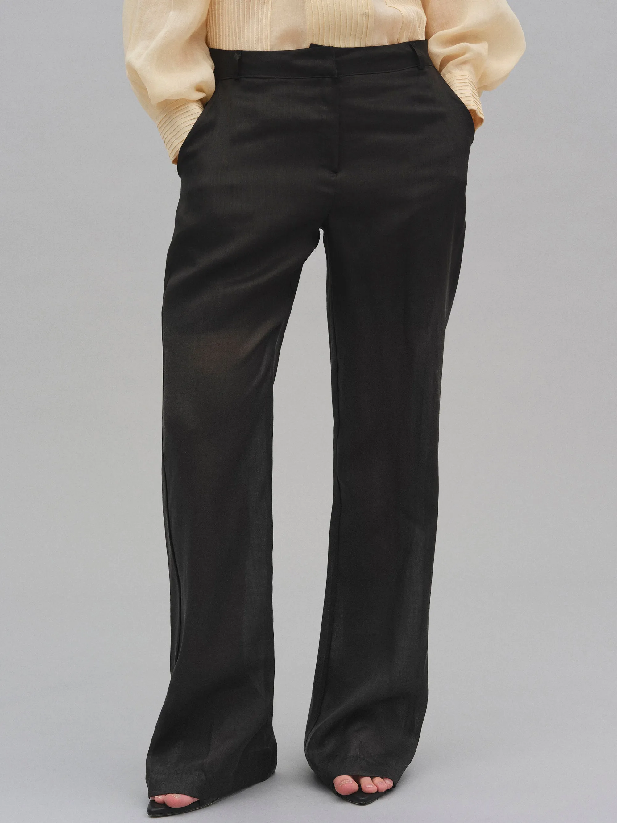 Arny Semi-Sheer Linen Pants, Black sold by Source Unknown