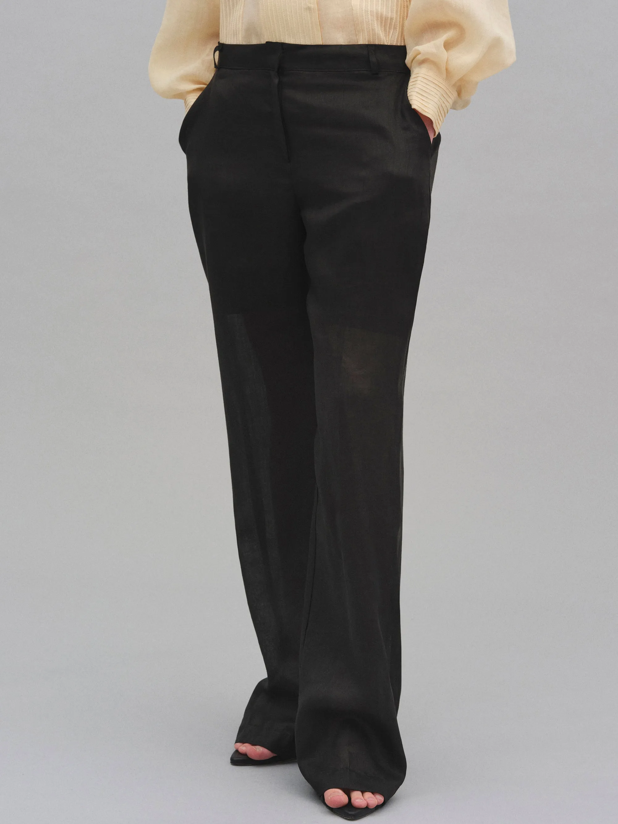 Arny Semi-Sheer Linen Pants, Black sold by Source Unknown product image thumbnail 3