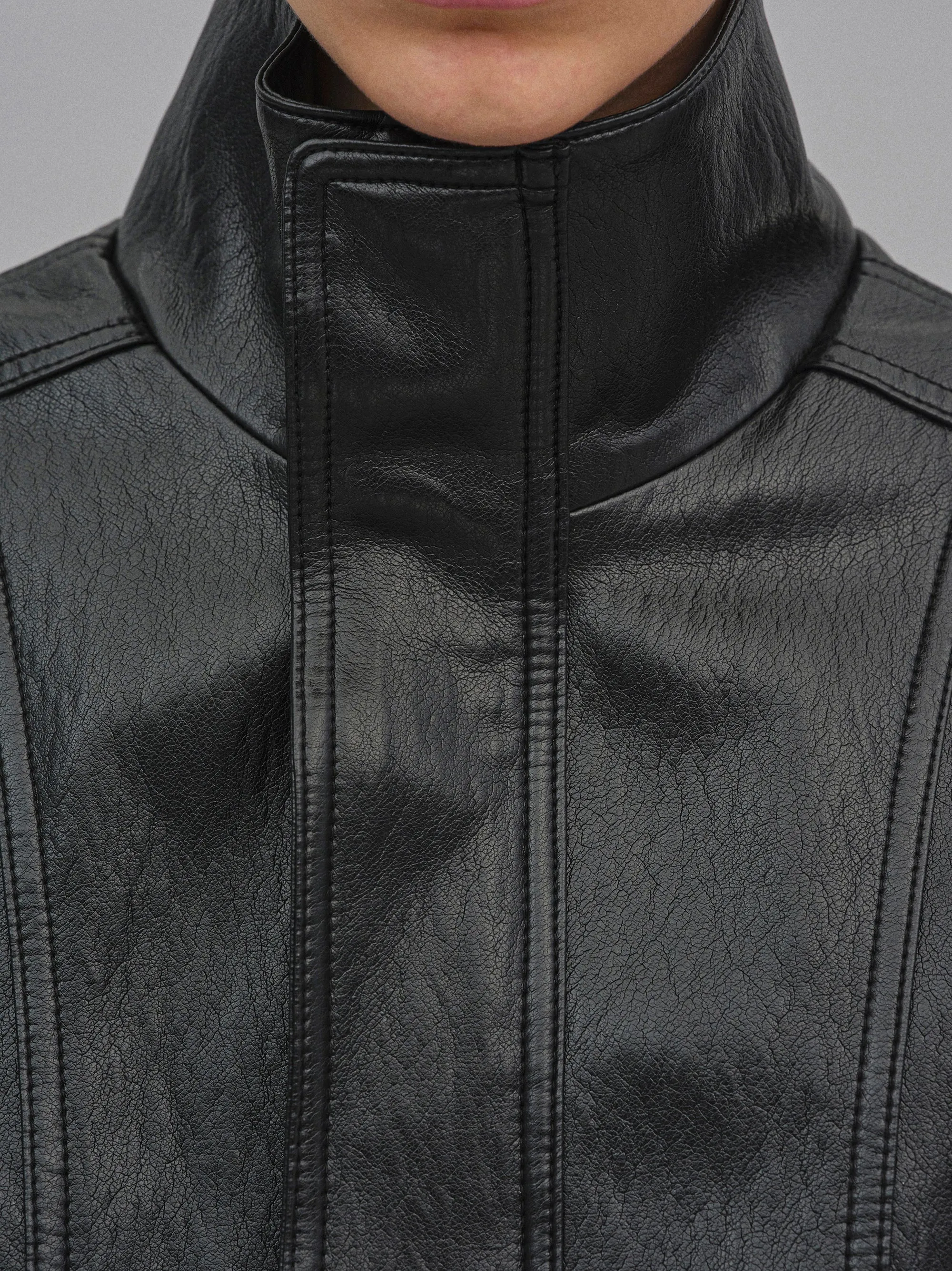 Silva Faux Leather Bomber Jacket, Black sold by Source Unknown product image thumbnail 3