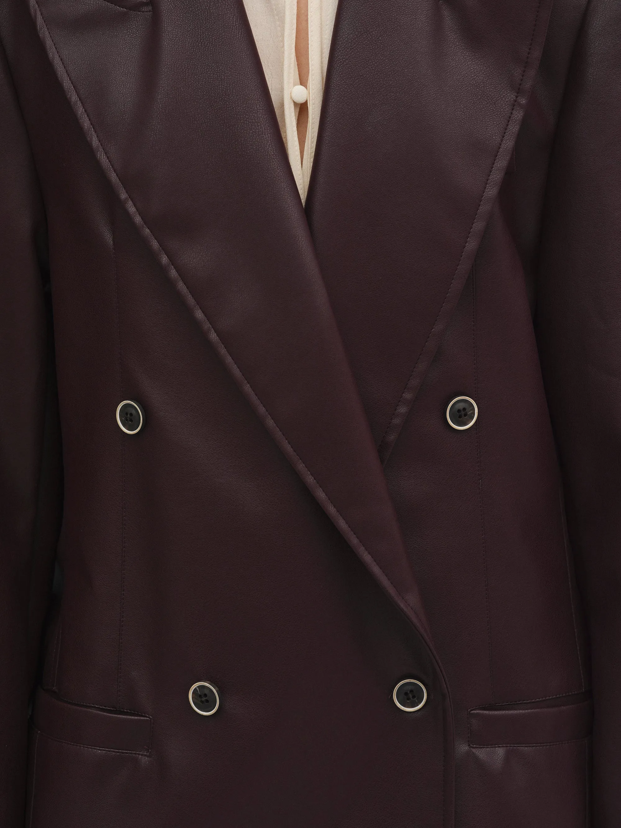 Kasos Faux Leather Double-Breasted Blazer, Brown sold by Source Unknown product image thumbnail 3