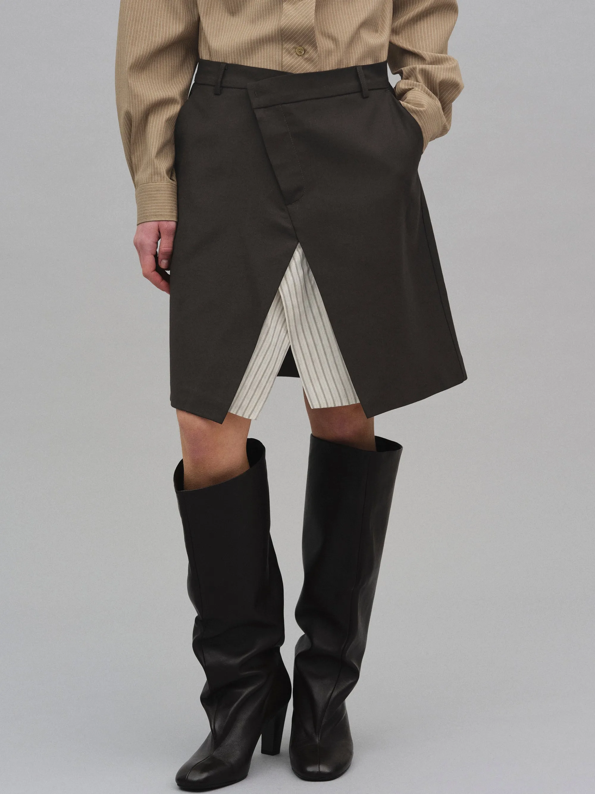 Maia Layered Wrap Midi Skirt, Brown sold by Source Unknown product image thumbnail 3
