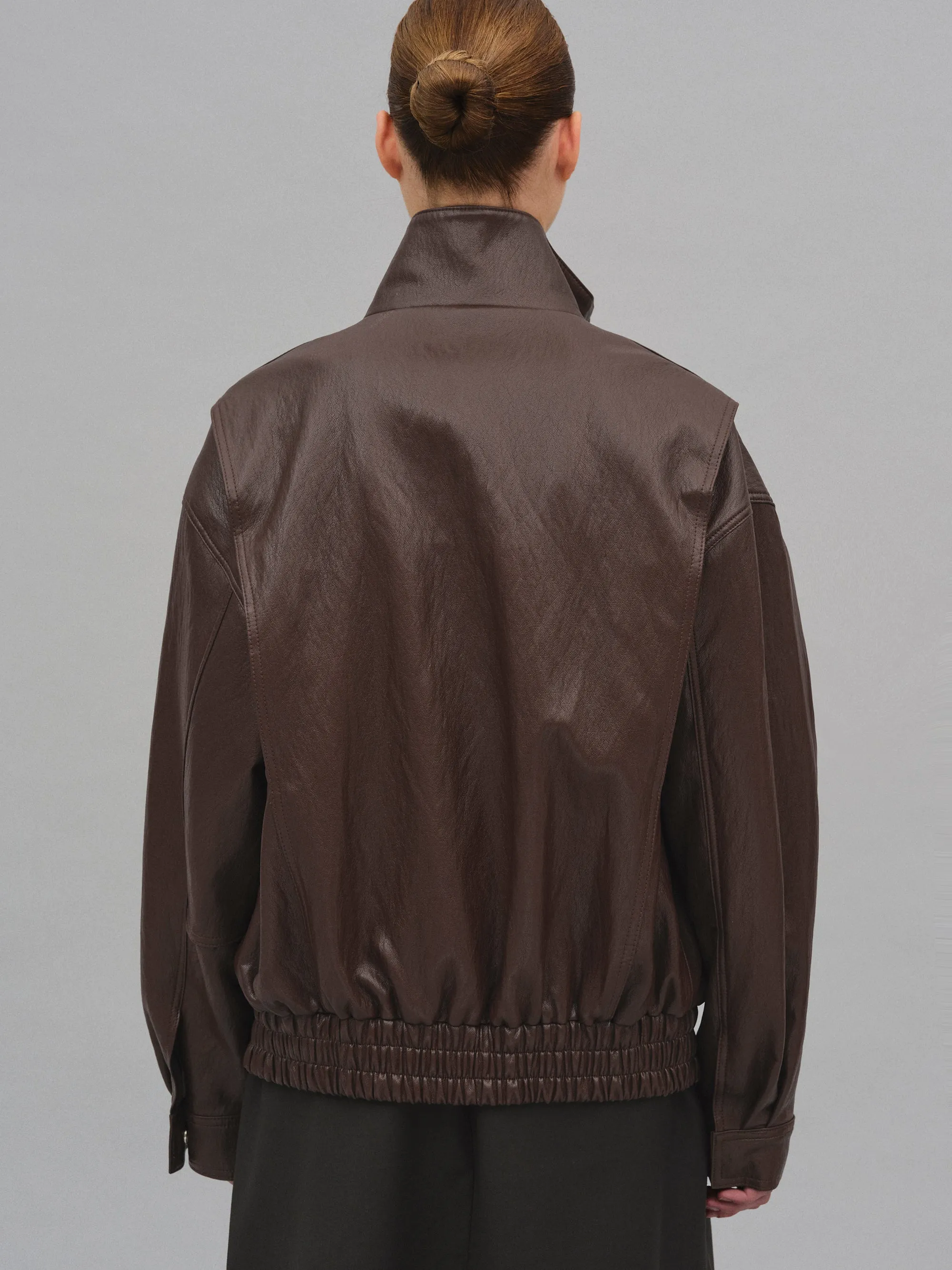Silva Faux Leather Bomber Jacket, Brown sold by Source Unknown product image thumbnail 4