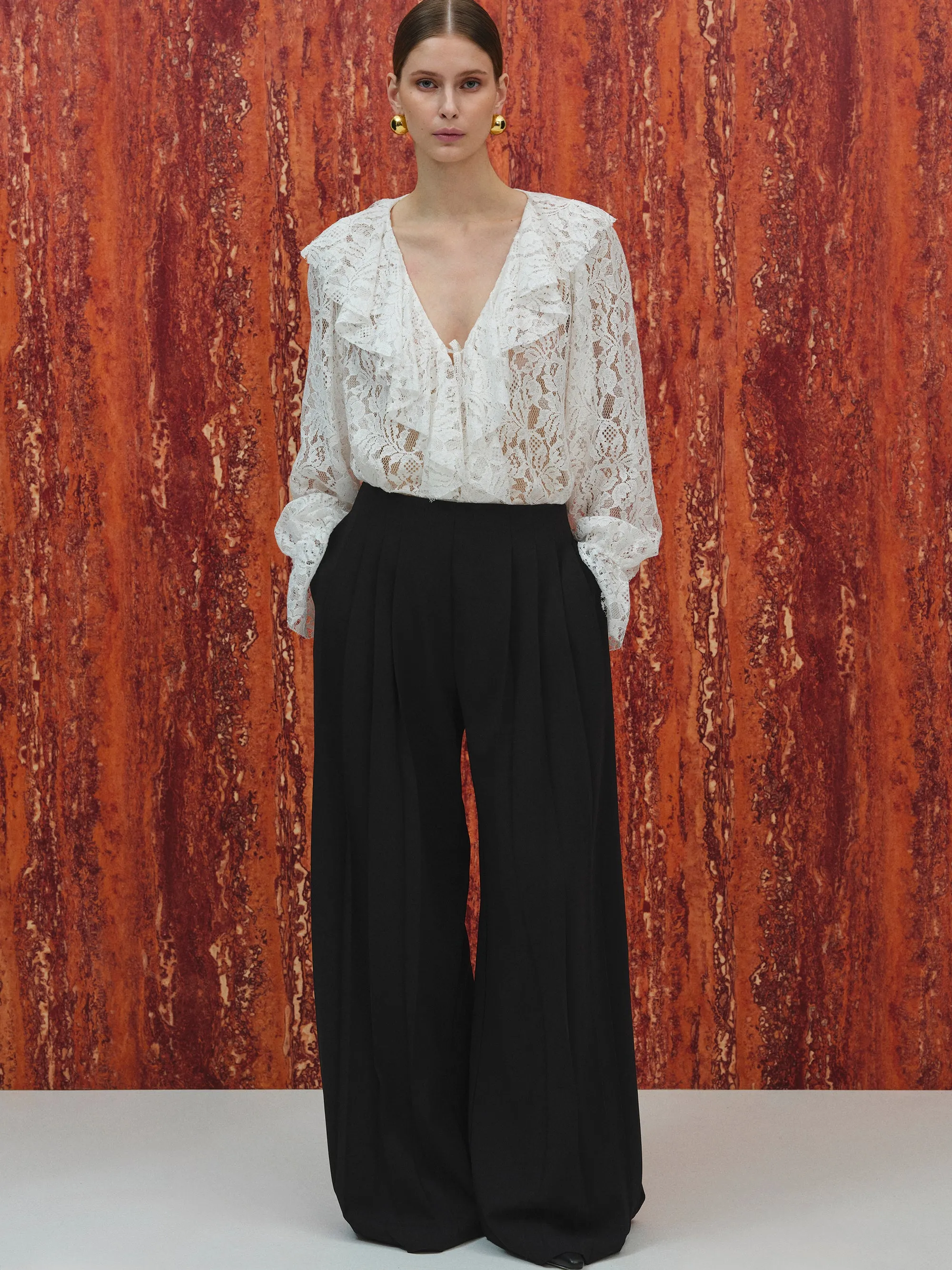 Cassini Pleated Long Trousers, Black sold by Source Unknown product image thumbnail 4