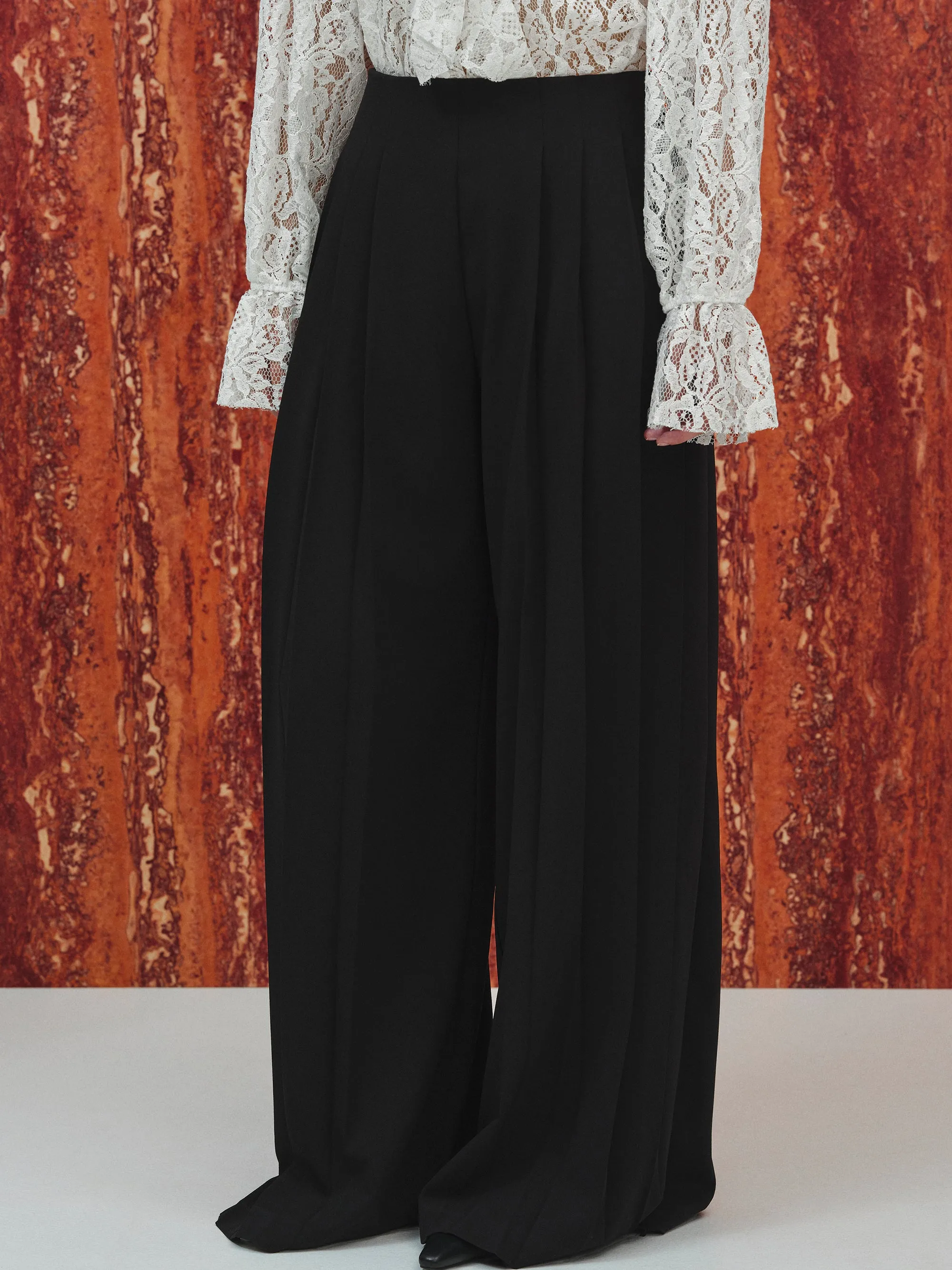Cassini Pleated Long Trousers, Black sold by Source Unknown product image thumbnail 3