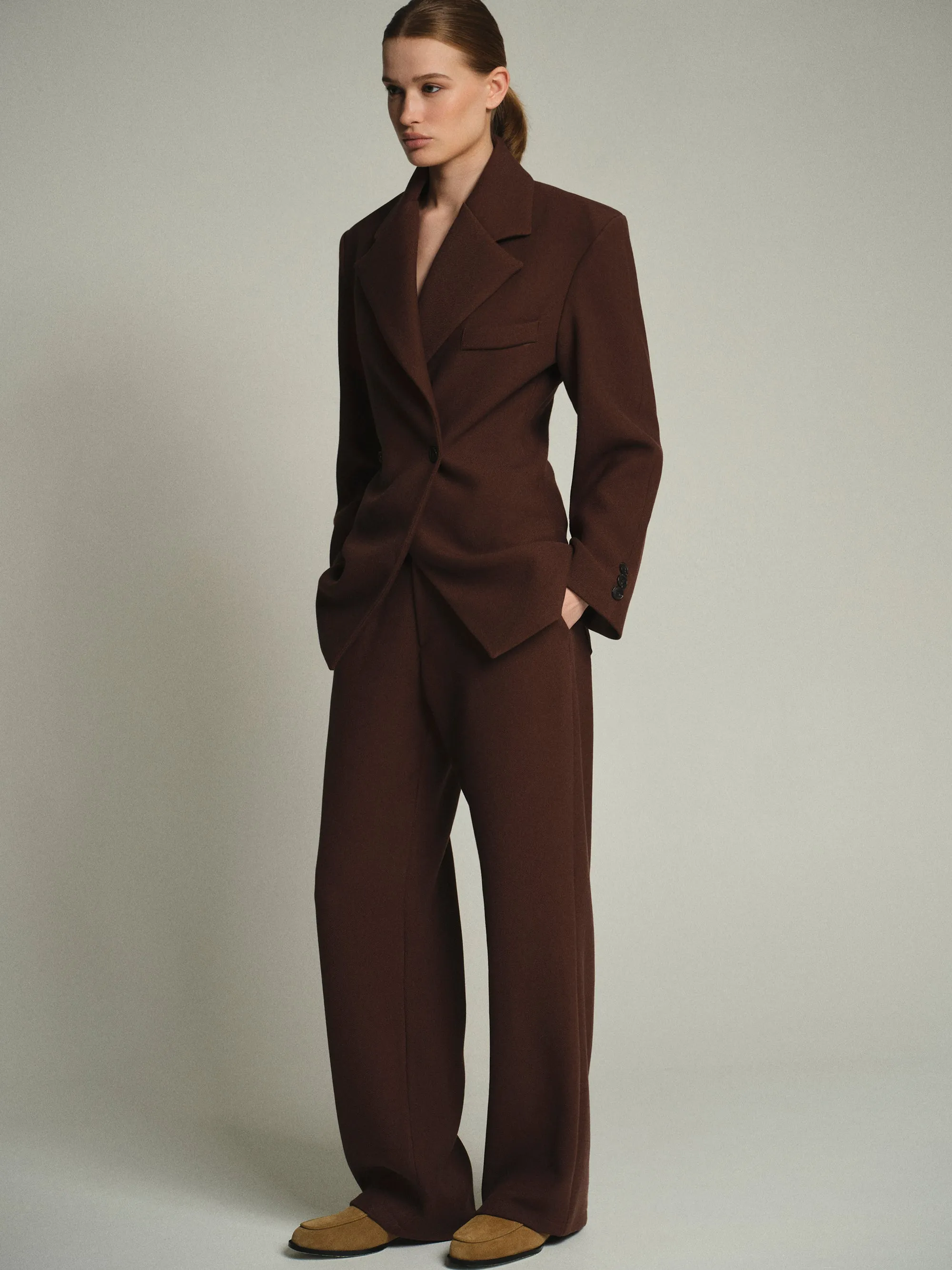 Nangy Double Breasted Cinched Blazer, Brown sold by Source Unknown product image thumbnail 3