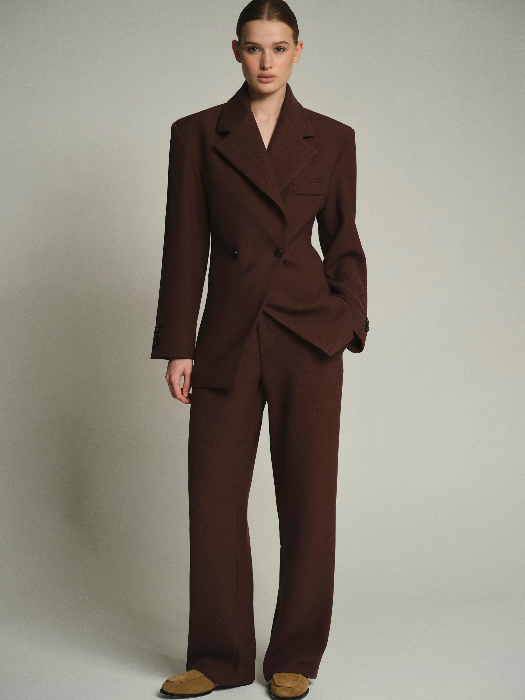 Nangy Double Breasted Cinched Blazer, Brown sold by Source Unknown product image thumbnail 4
