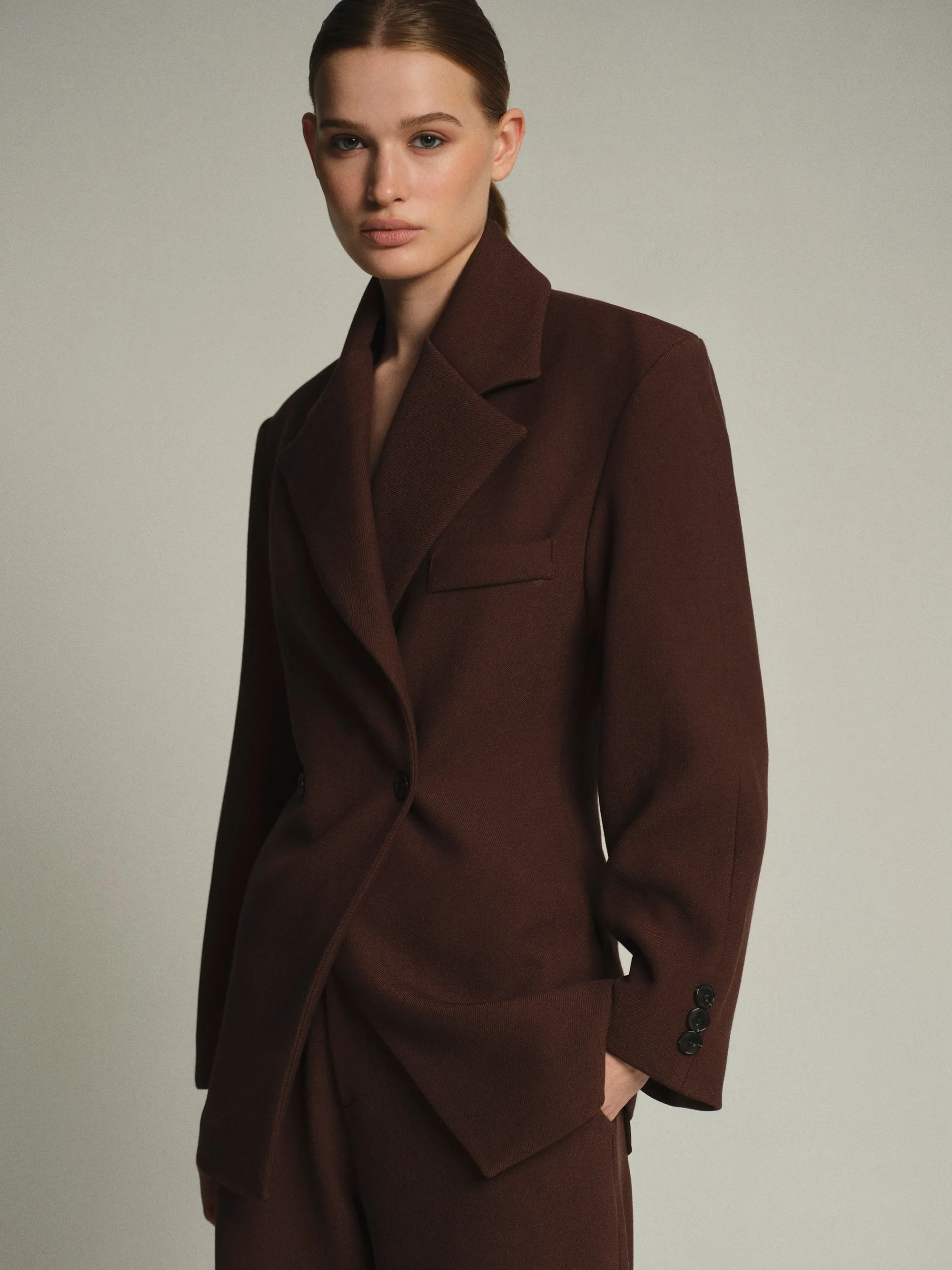 Nangy Double Breasted Cinched Blazer, Brown sold by Source Unknown product image thumbnail 2