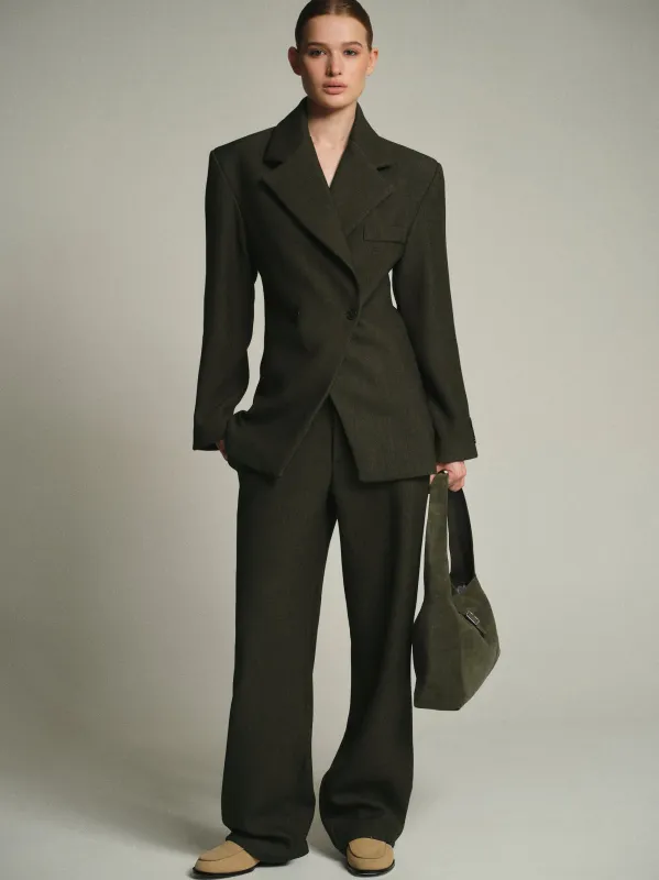 Nangy Tailored Trousers, Khaki sold by Source Unknown