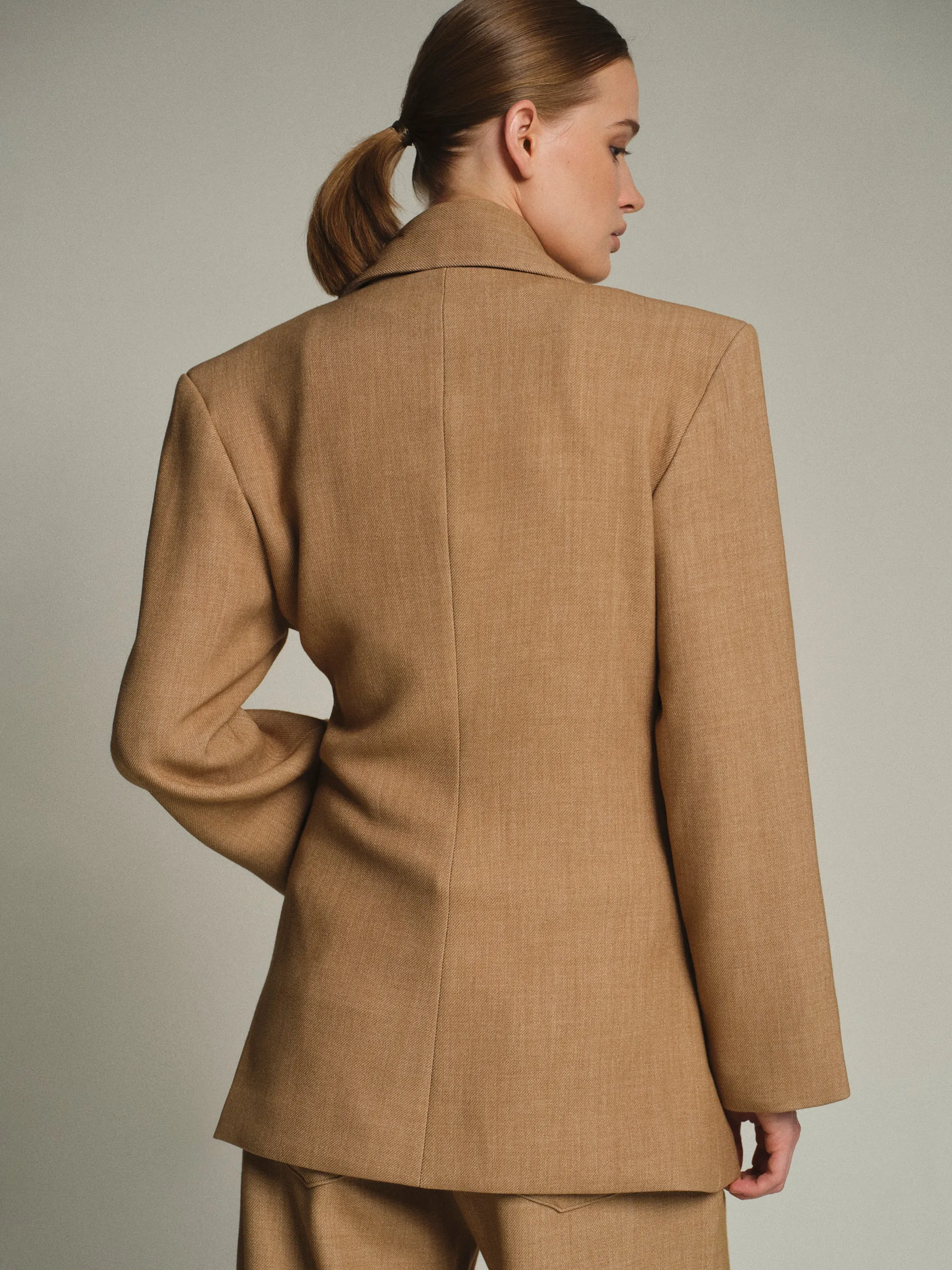 Nangy Double Breasted Cinched Blazer, Tan sold by Source Unknown product image thumbnail 3