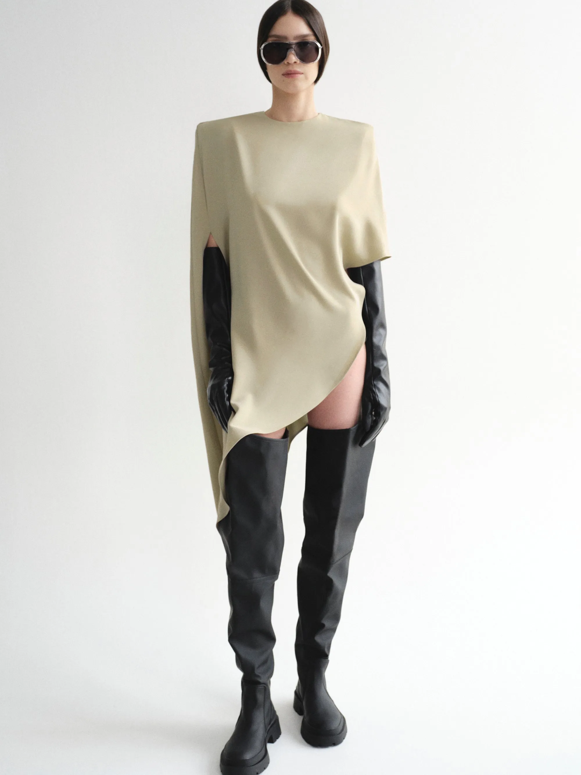 Amia Asymmetric Satin Blouse, Pearl sold by Source Unknown product image thumbnail 4