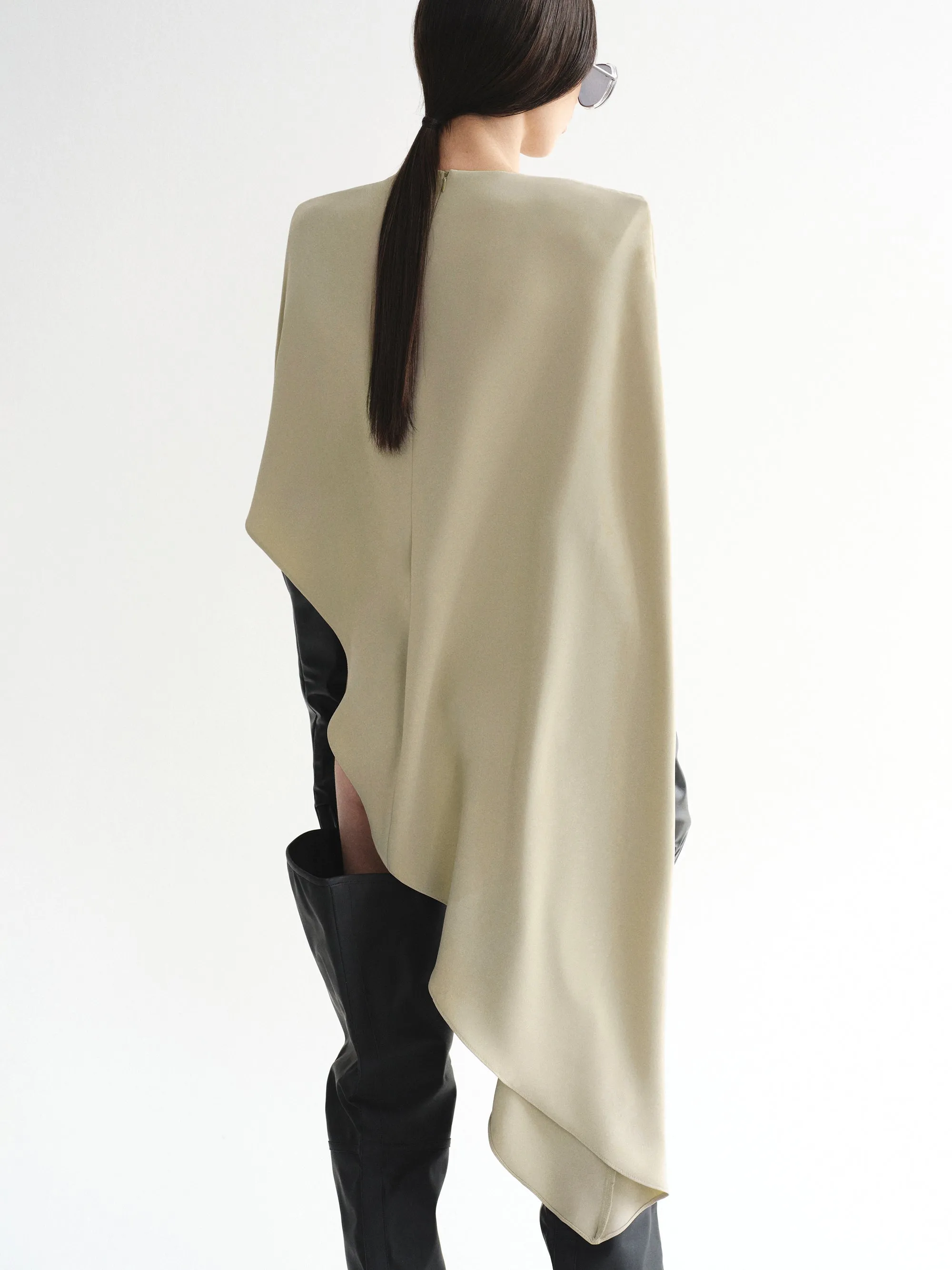 Amia Asymmetric Satin Blouse, Pearl sold by Source Unknown product image thumbnail 3