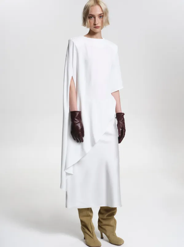 Amia Asymmetric Satin Blouse, White sold by Source Unknown