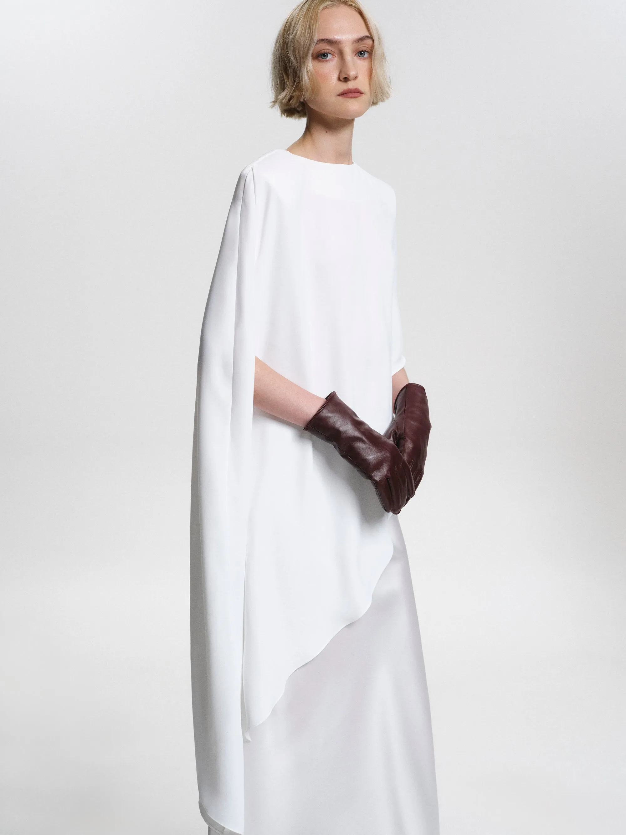 Amia Asymmetric Satin Blouse, White sold by Source Unknown product image thumbnail 3