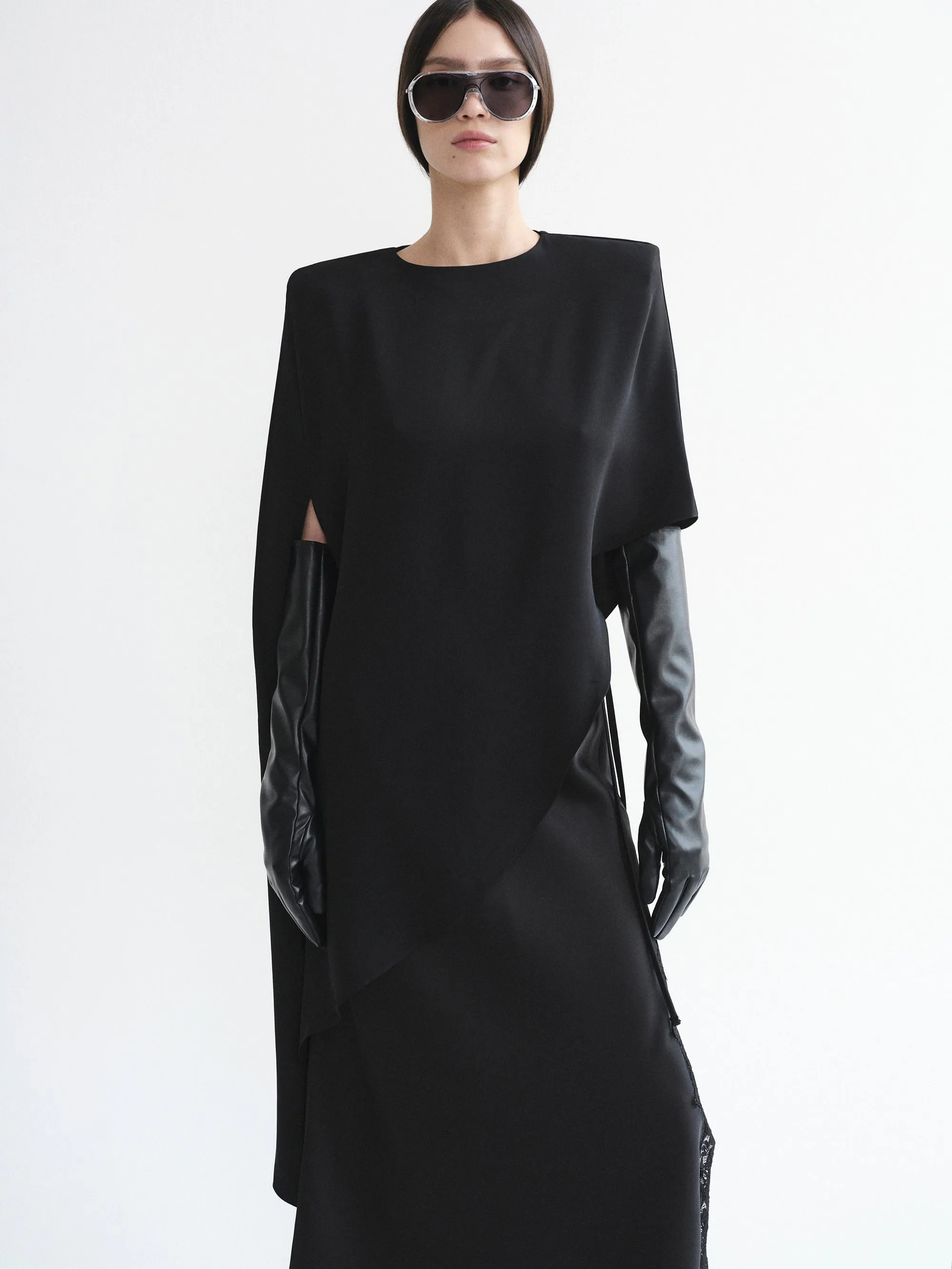 Amia Asymmetric Satin Blouse, Black sold by Source Unknown product image thumbnail 4