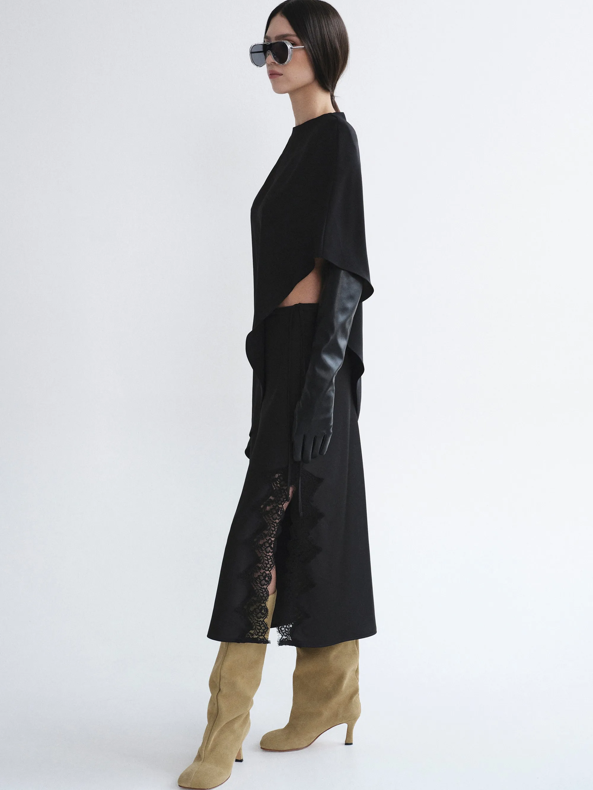 Amia Asymmetric Satin Blouse, Black sold by Source Unknown product image thumbnail 2