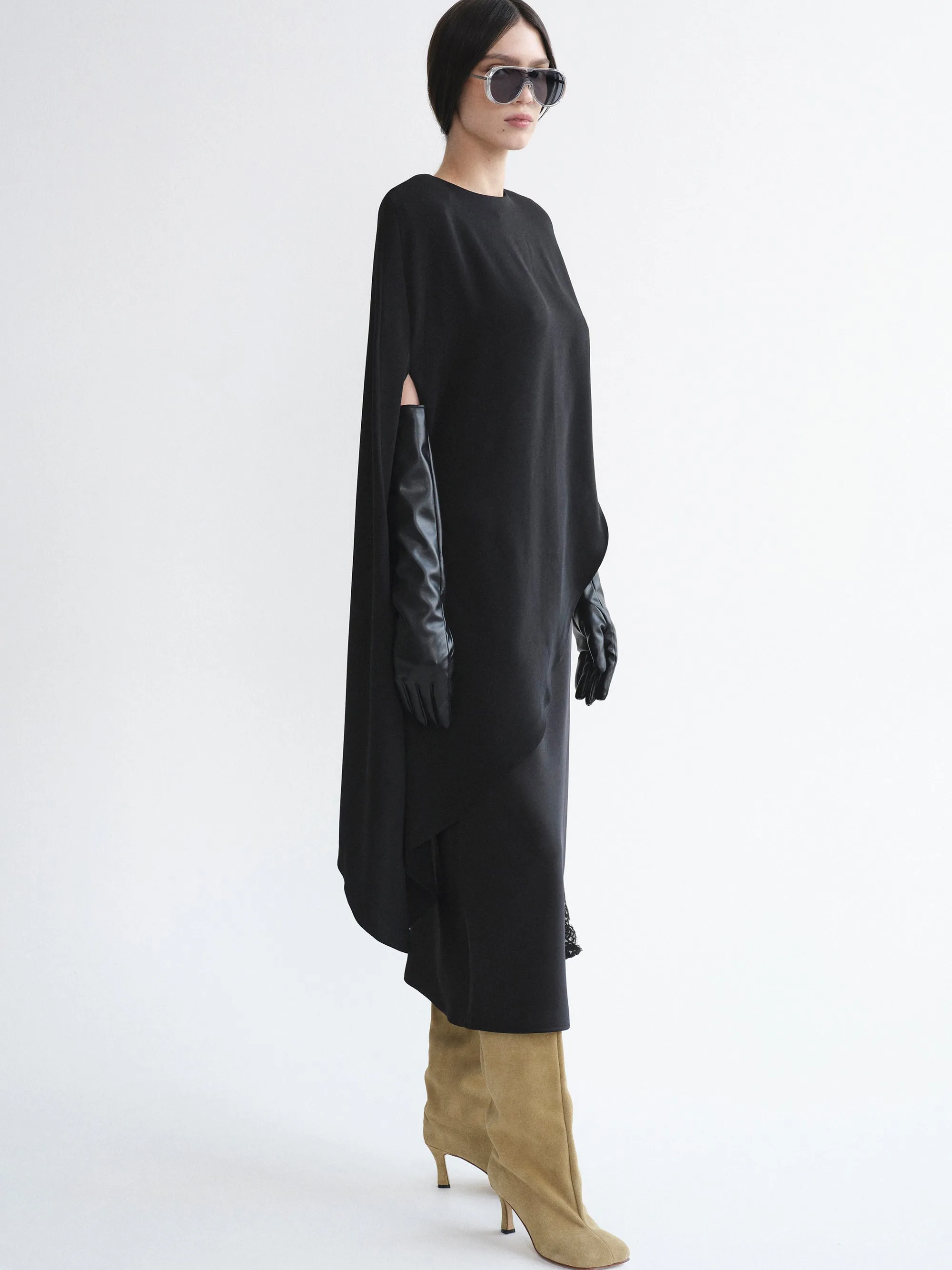 Amia Asymmetric Satin Blouse, Black sold by Source Unknown product image thumbnail 3