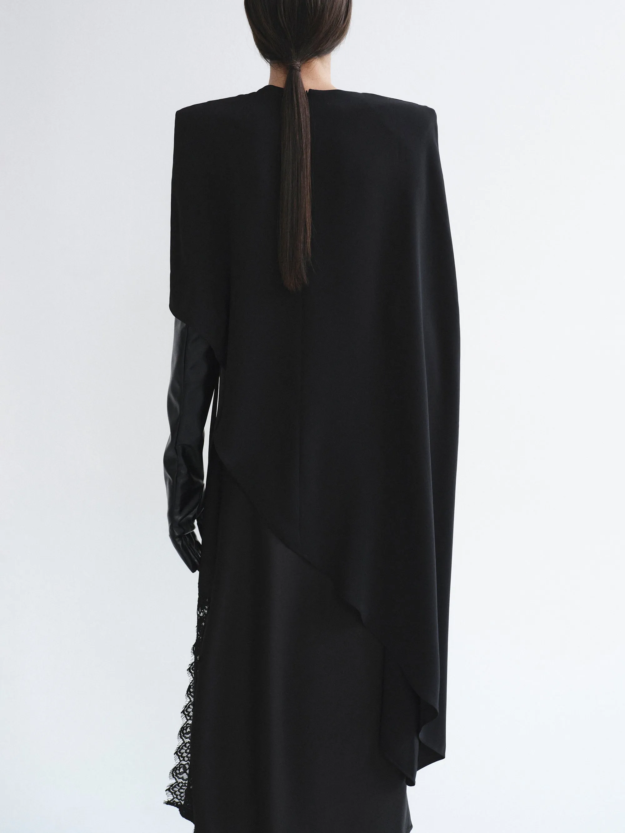 Amia Asymmetric Satin Blouse, Black sold by Source Unknown product image thumbnail 5