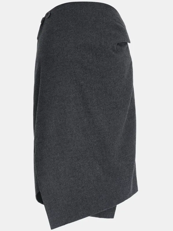 Asymmetric Draped Midi Skirt, Charcoal sold by Source Unknown
