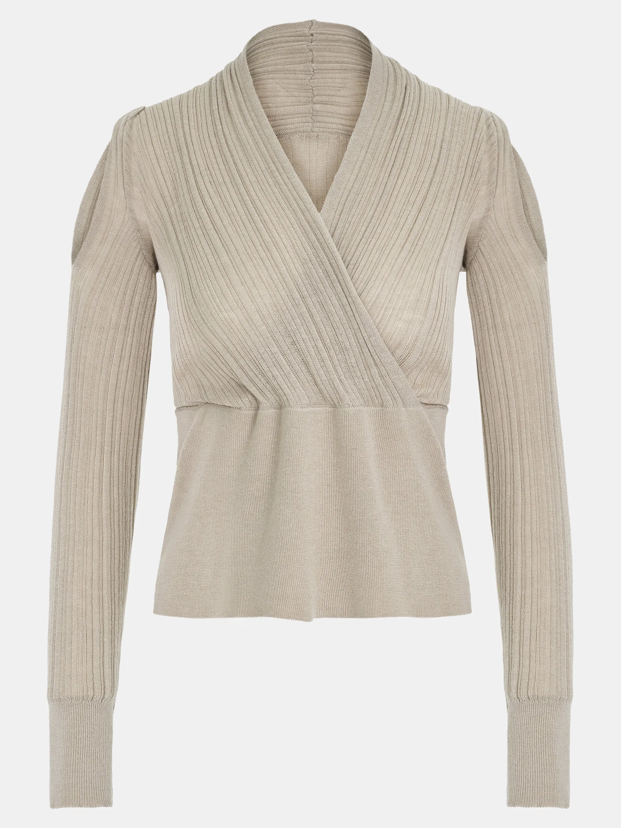 Wrap Cut-Out Knit Top, Beige sold by Source Unknown