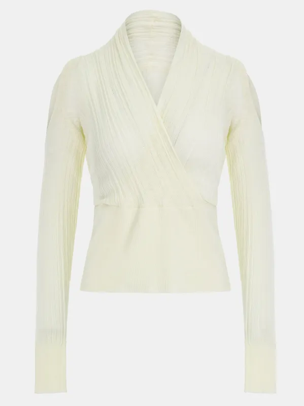 Wrap Cut-Out Knit Top, Ivory sold by Source Unknown