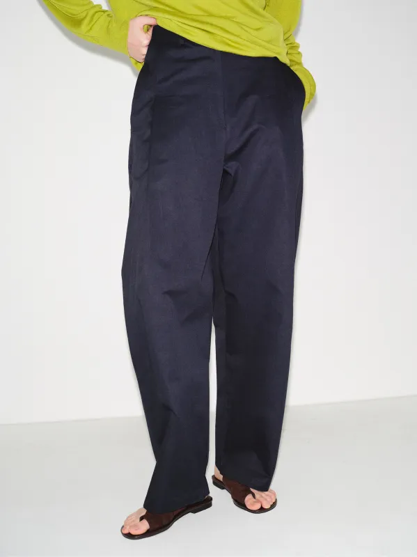 Pintuck Wide-Leg Trousers, Navy sold by Source Unknown