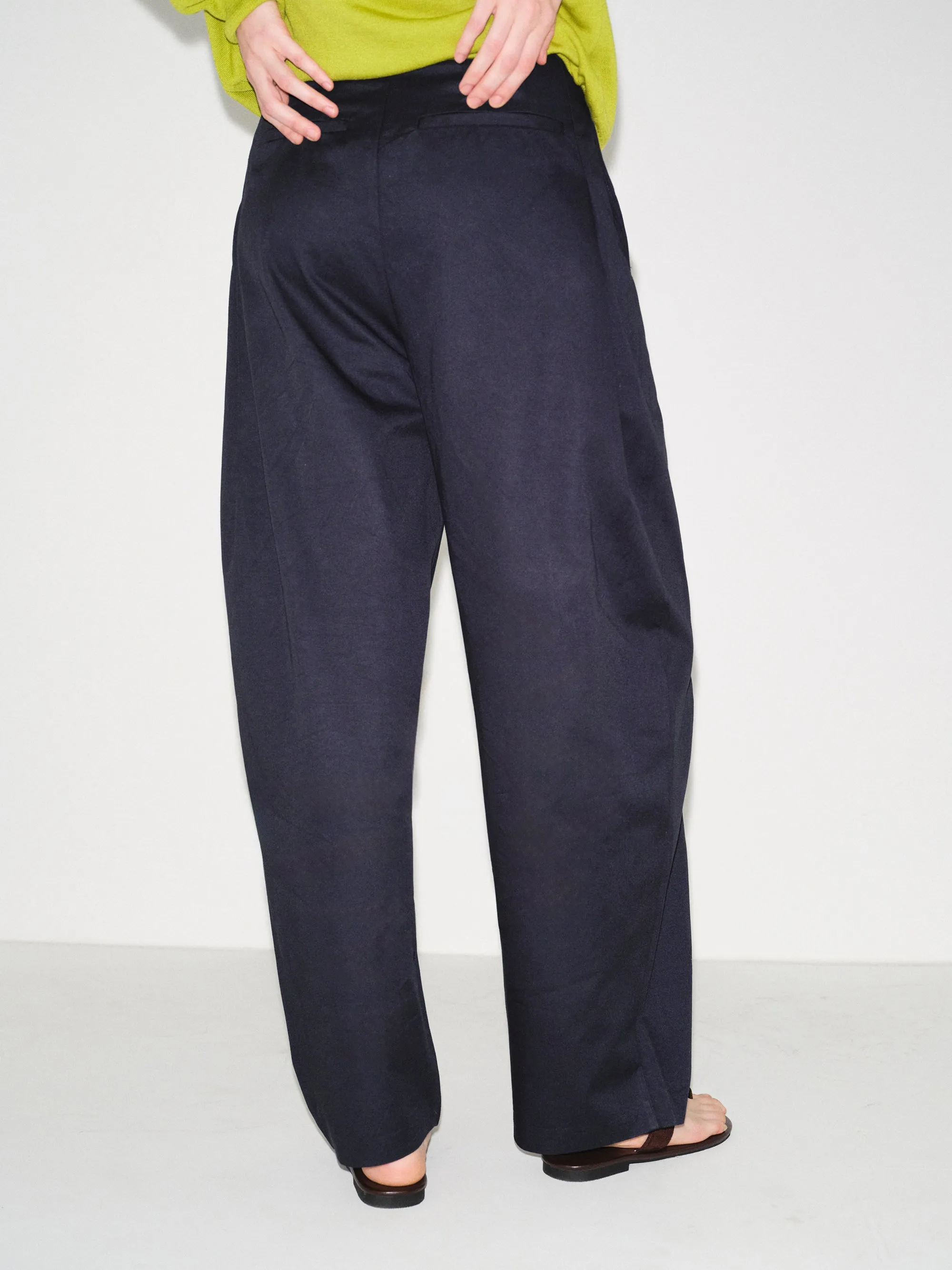 Pintuck Wide-Leg Trousers, Navy sold by Source Unknown product image thumbnail 3