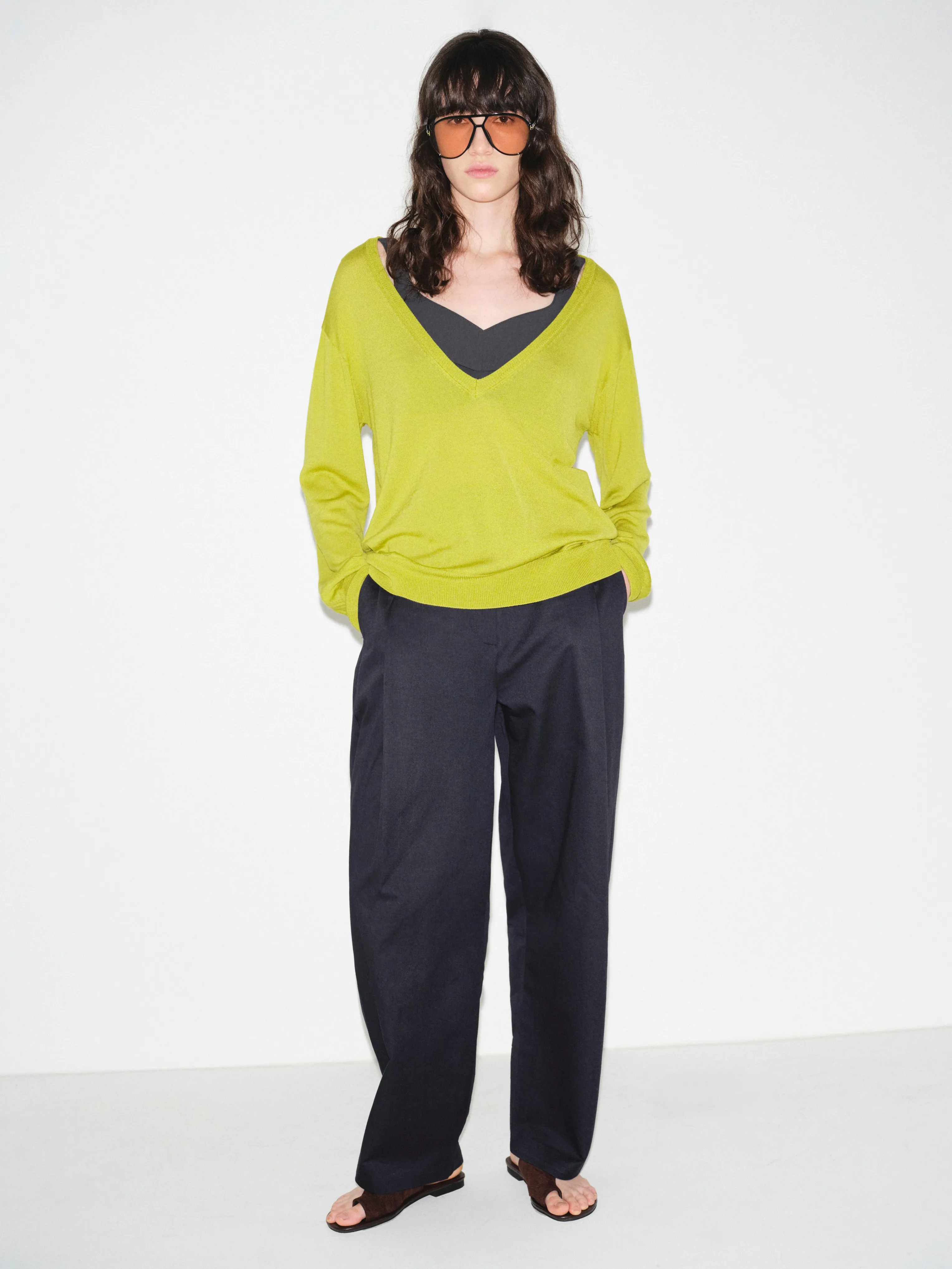 Deep V-Neck Knit, Olive sold by Source Unknown product image thumbnail 3