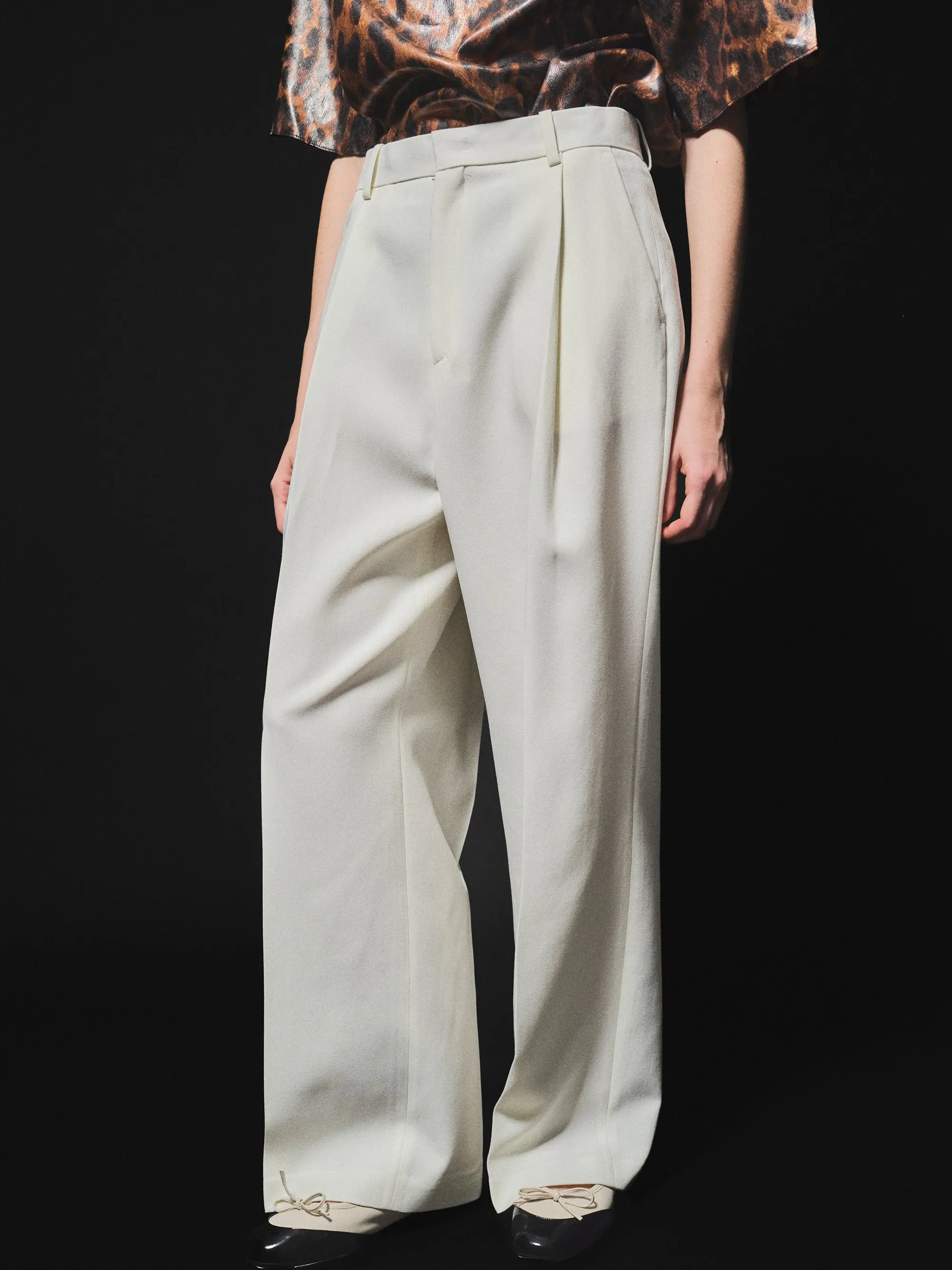 Tailored Single-Pleat Trousers, Ivory sold by Source Unknown product image thumbnail 2