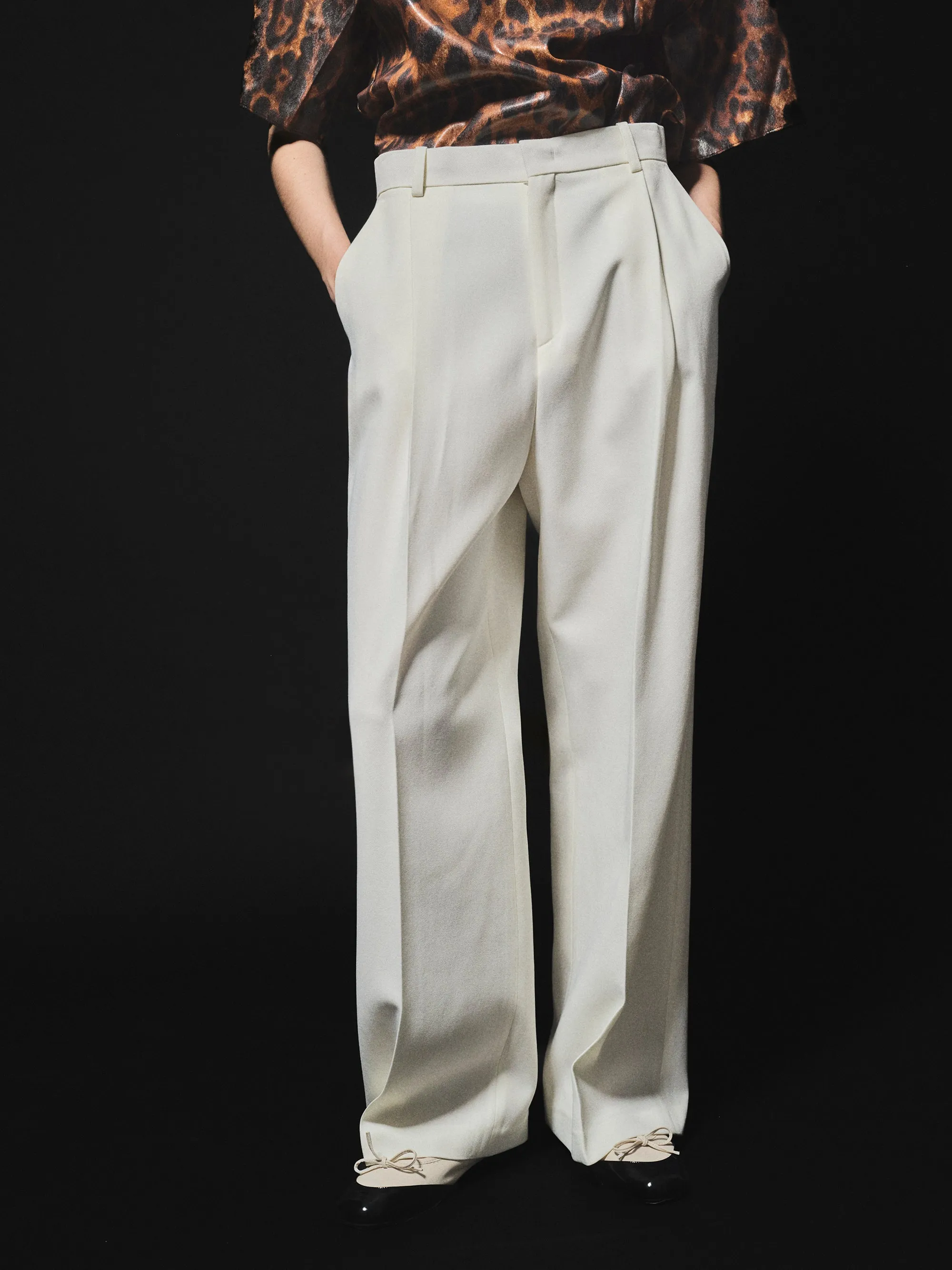 Tailored Single-Pleat Trousers, Ivory sold by Source Unknown product image thumbnail 3
