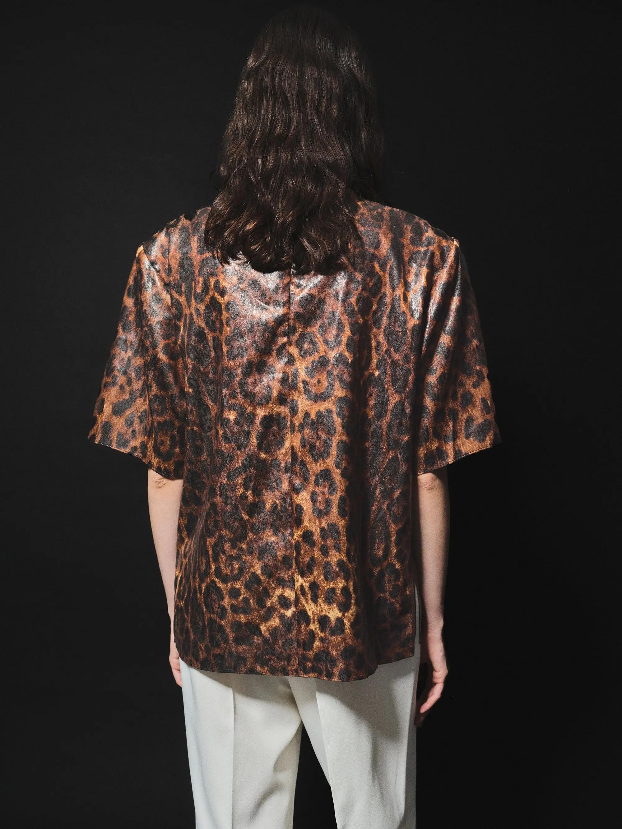 Printed Shoulder-Pad Top, Leopard sold by Source Unknown product image thumbnail 2