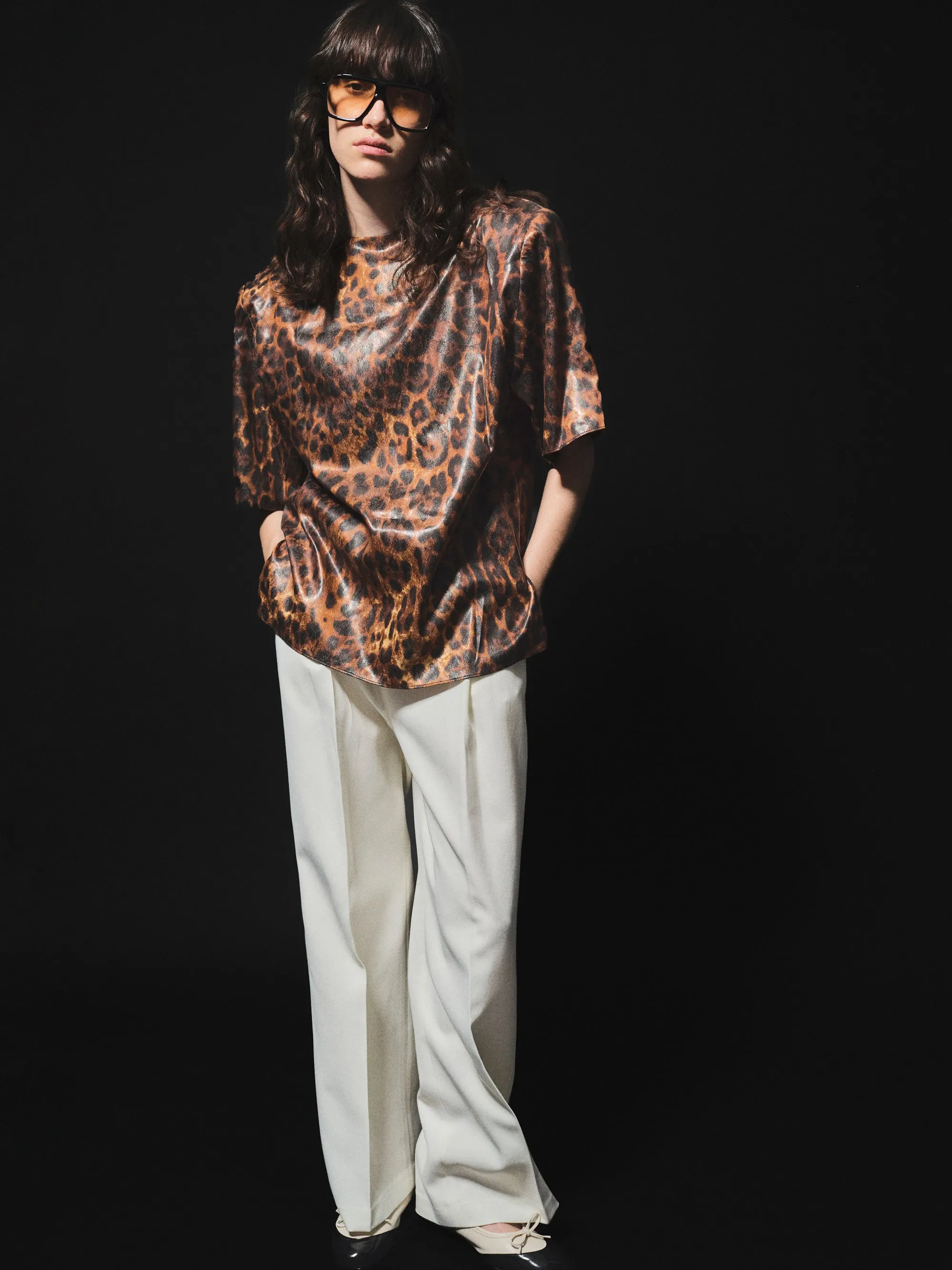 Printed Shoulder-Pad Top, Leopard sold by Source Unknown product image thumbnail 3