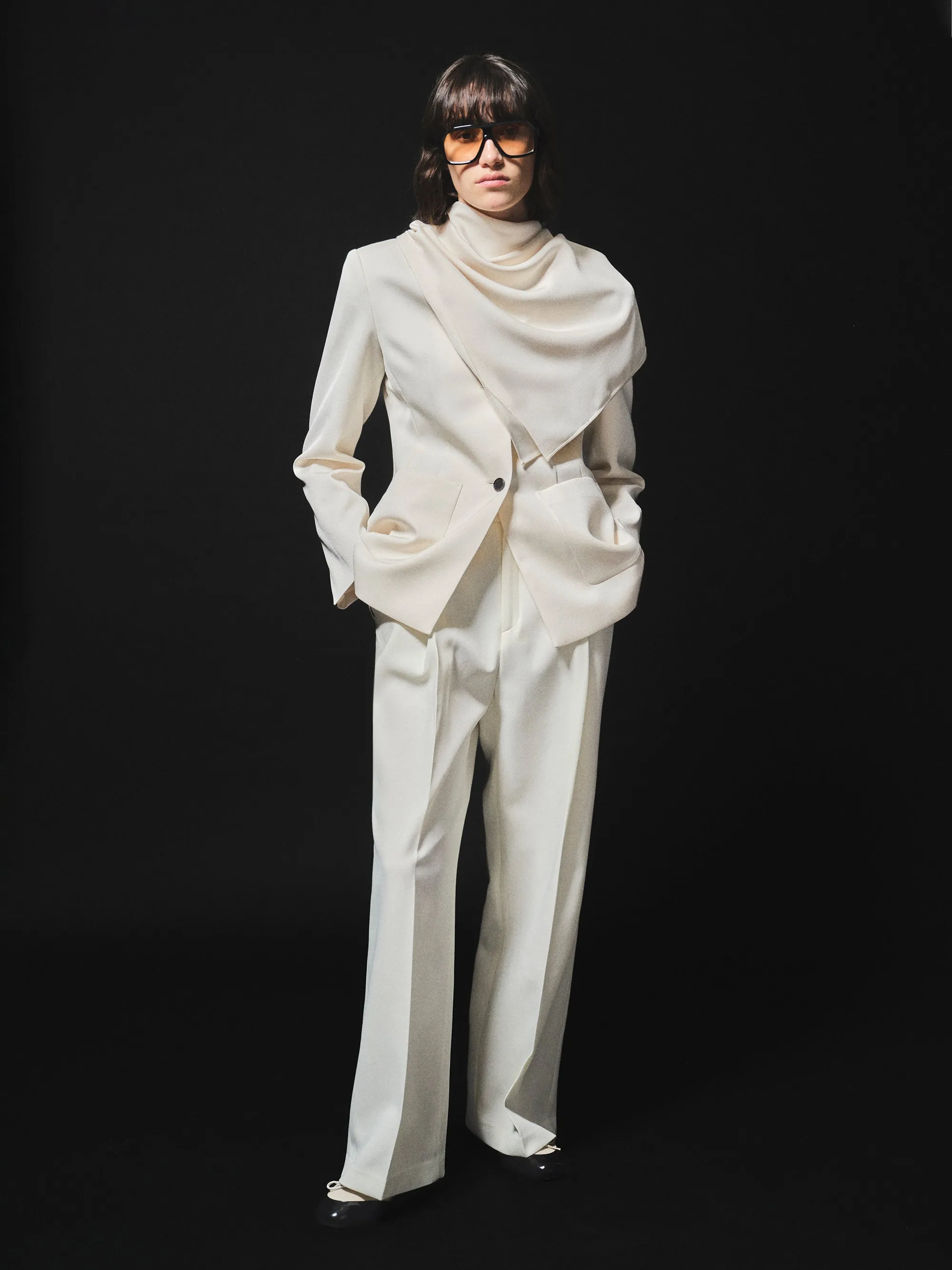 Scarf Collarless Blazer, Ivory sold by Source Unknown product image thumbnail 2