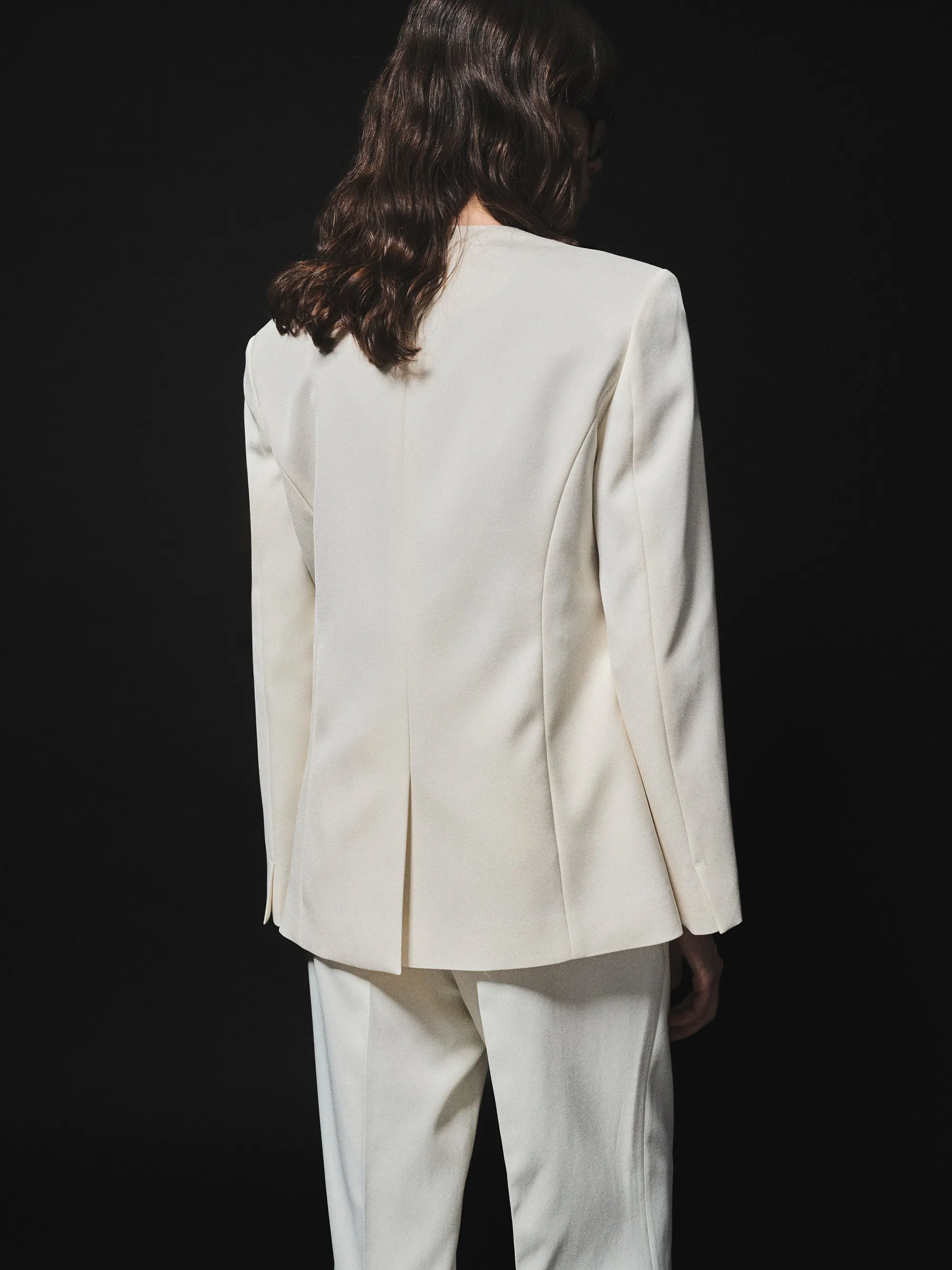 Scarf Collarless Blazer, Ivory sold by Source Unknown product image thumbnail 4