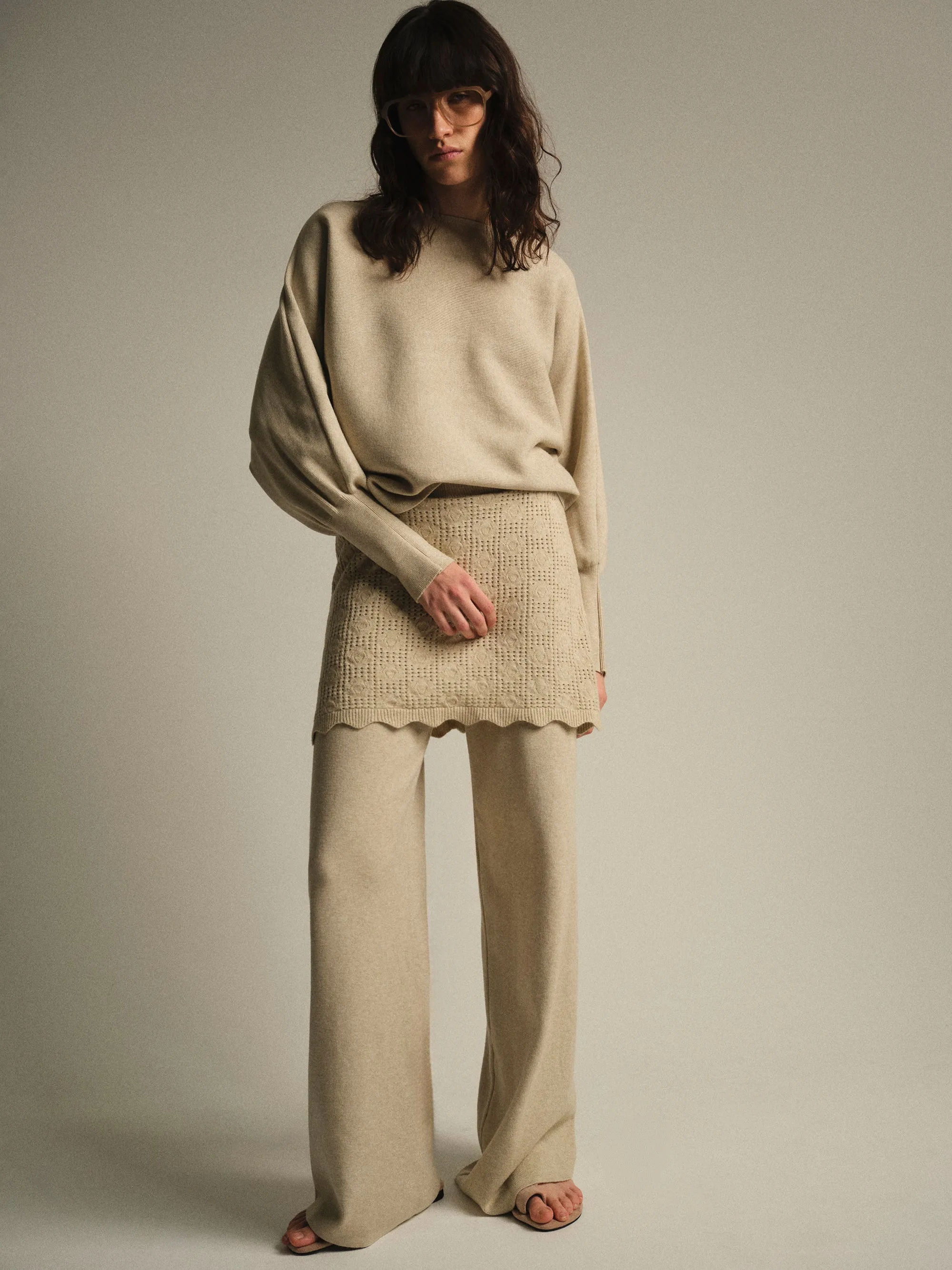 Skirt-Overlay Knit Set, Ivory sold by Source Unknown product image thumbnail 4