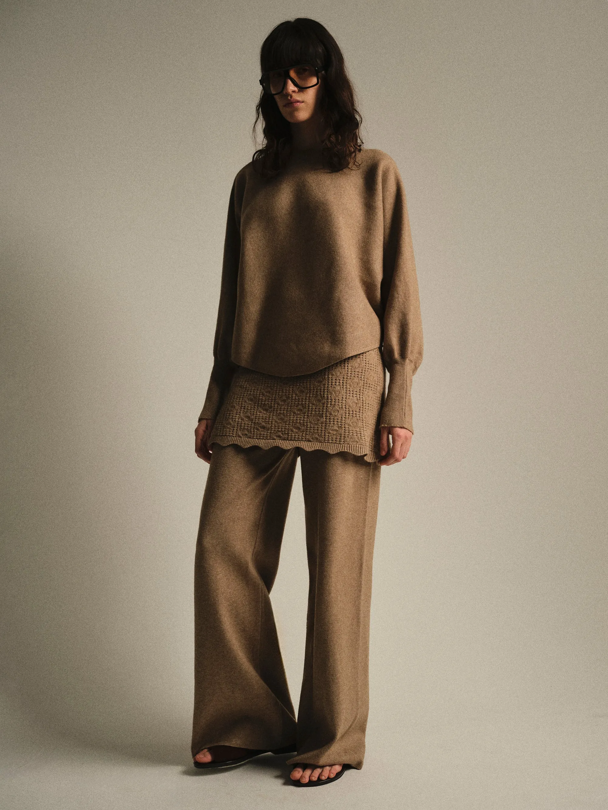 Skirt-Overlay Knit Set, Mocha sold by Source Unknown product image thumbnail 5