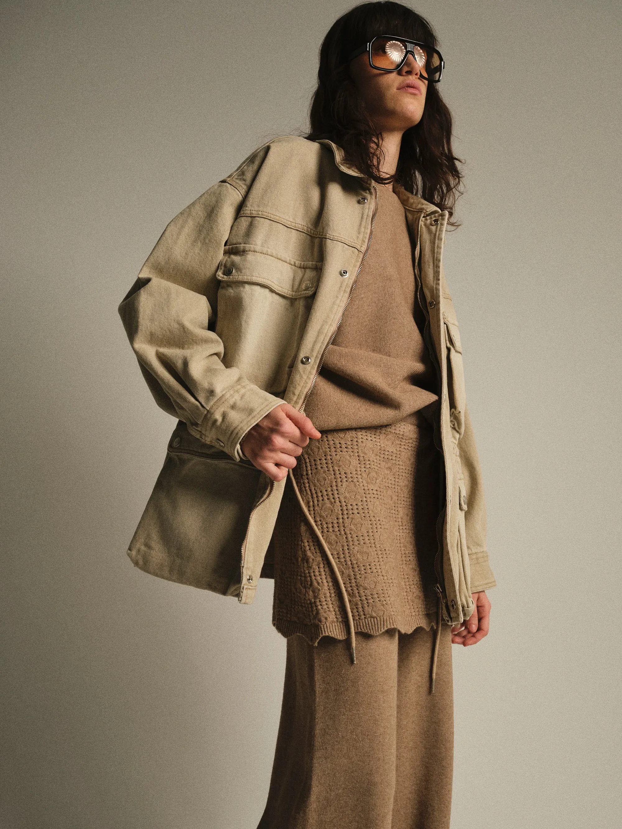 Washed Field Denim Jacket, Beige sold by Source Unknown product image thumbnail 4