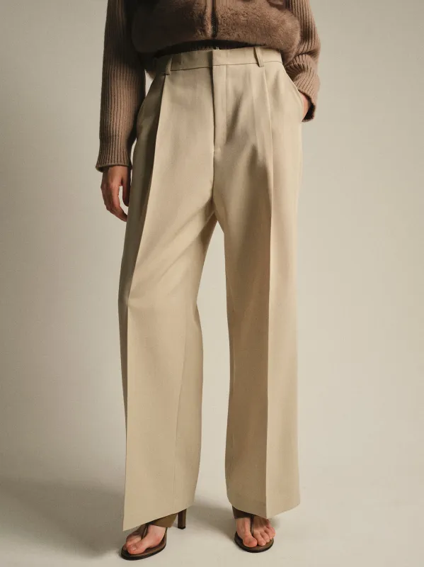 Tailored Single-Pleat Trousers, Beige sold by Source Unknown