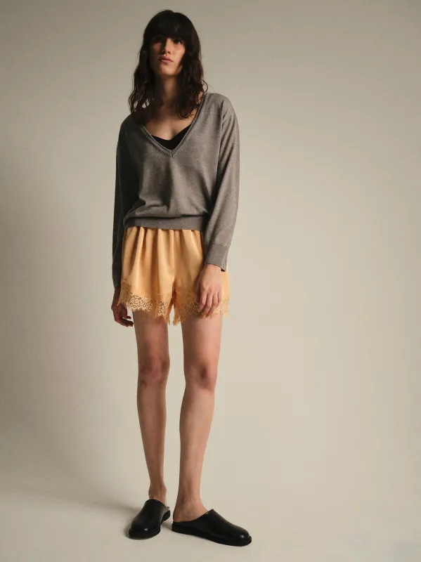 Deep V-Neck Knit, Grey made by Source Unknown