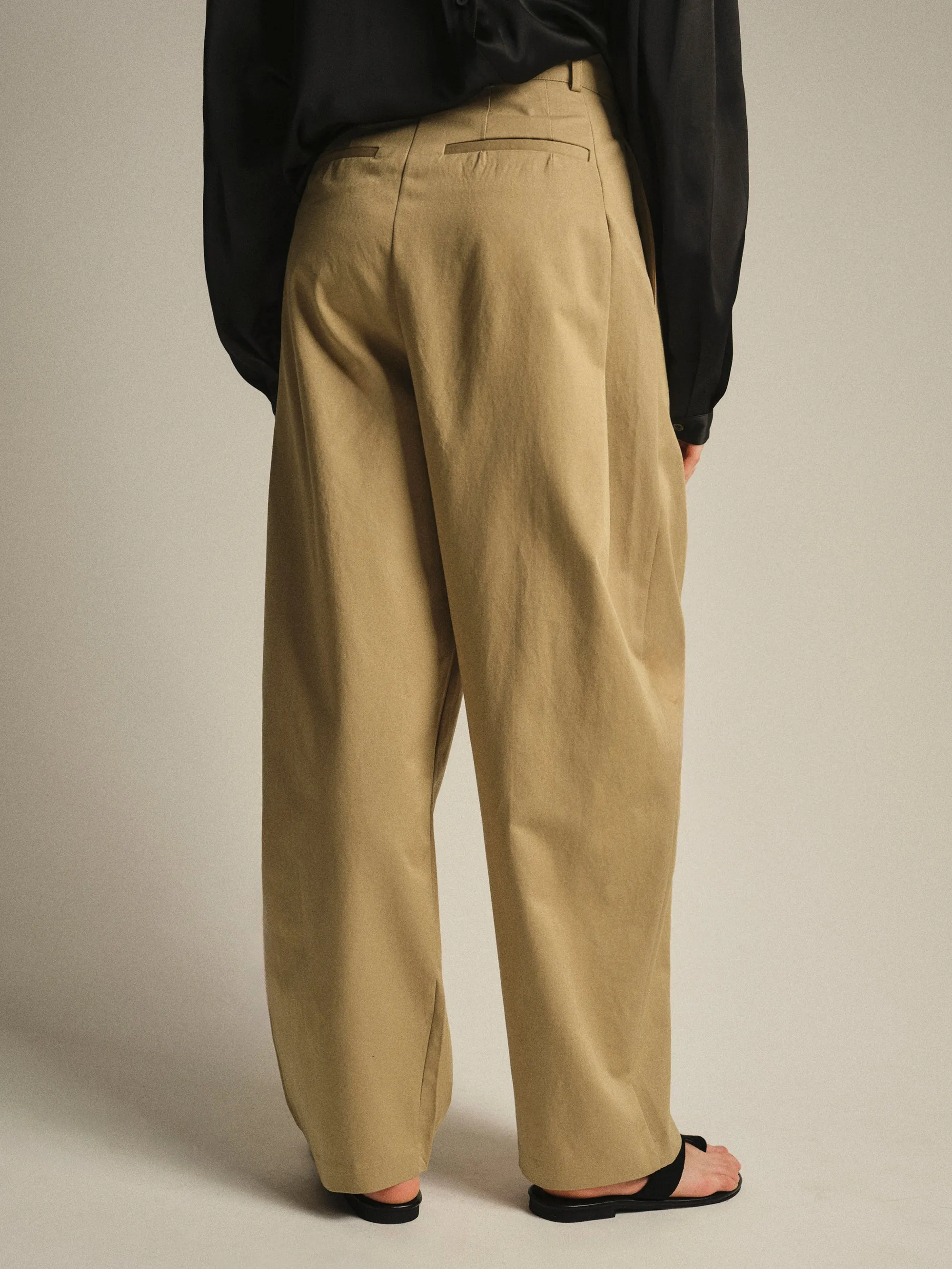 Pintuck Wide-Leg Trousers, Beige sold by Source Unknown product image thumbnail 5