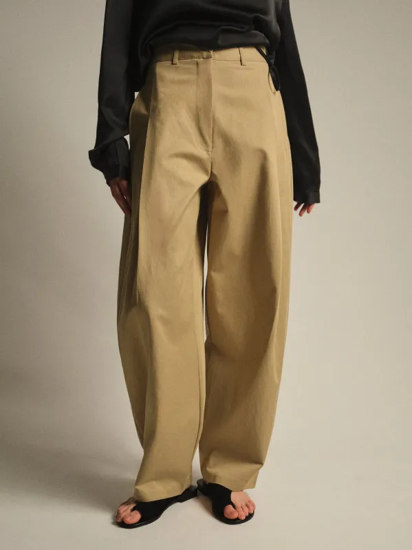 Pintuck Wide-Leg Trousers, Beige sold by Source Unknown