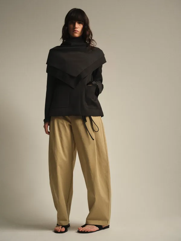 Scarf Collarless Blazer, Black made by Source Unknown
