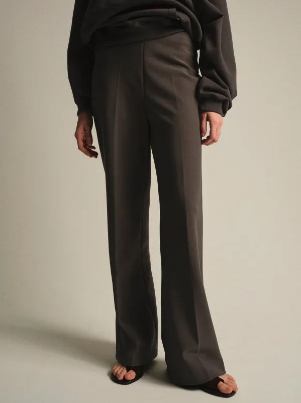 Elastic Waist Creased Trousers, Brown sold by Source Unknown