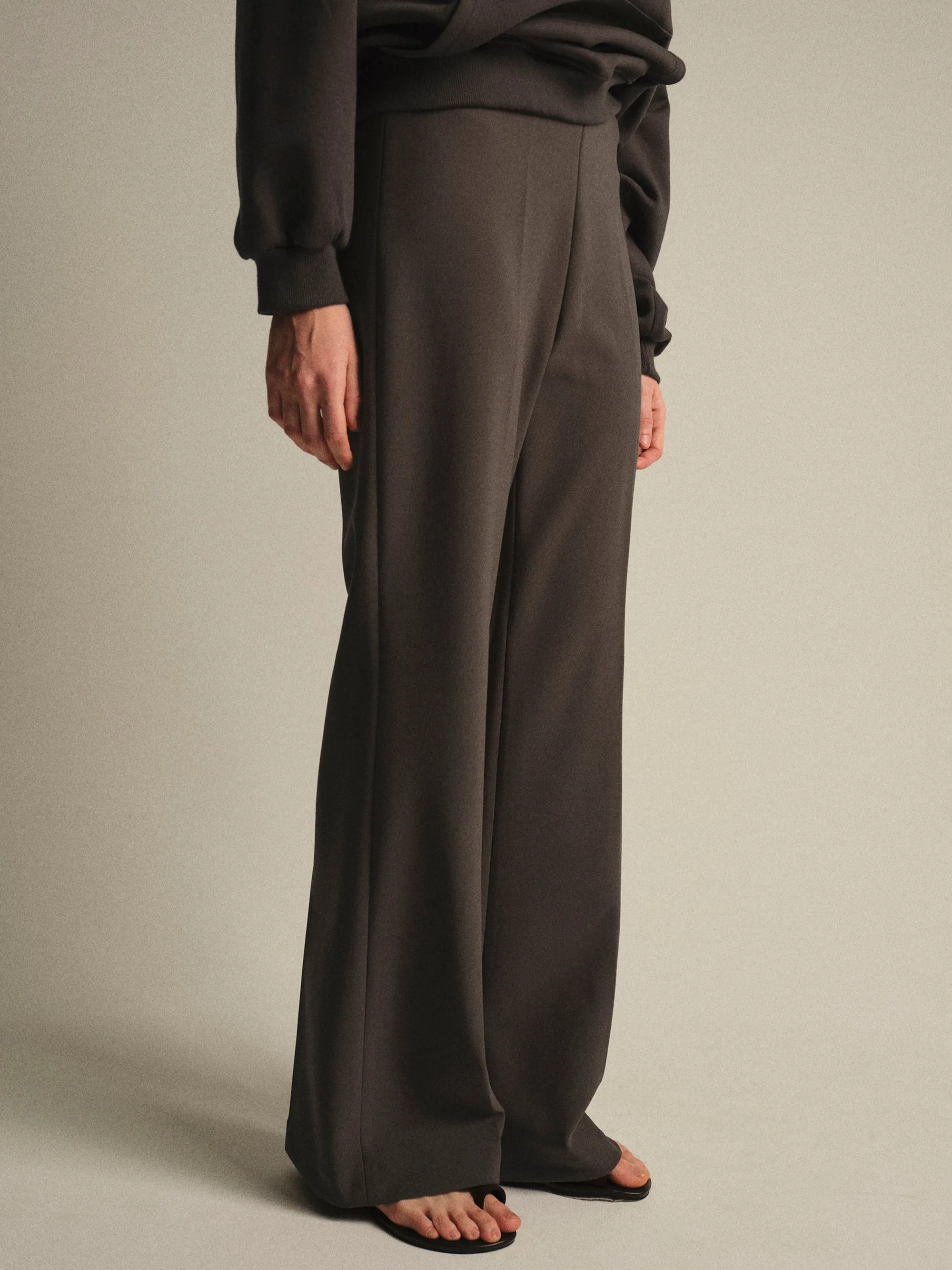 Elastic Waist Creased Trousers, Brown sold by Source Unknown product image thumbnail 3