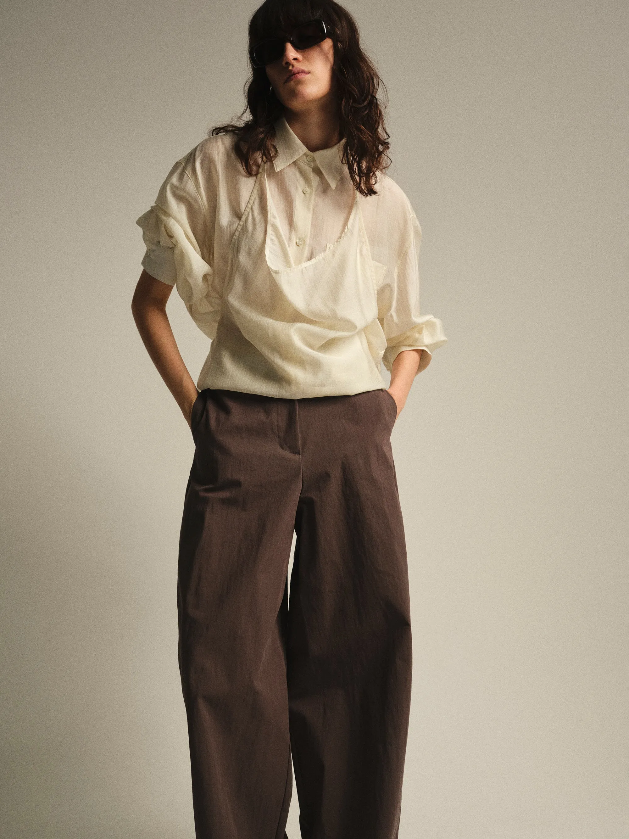 Relaxed Barrel-Leg Trousers, Brown sold by Source Unknown product image thumbnail 4
