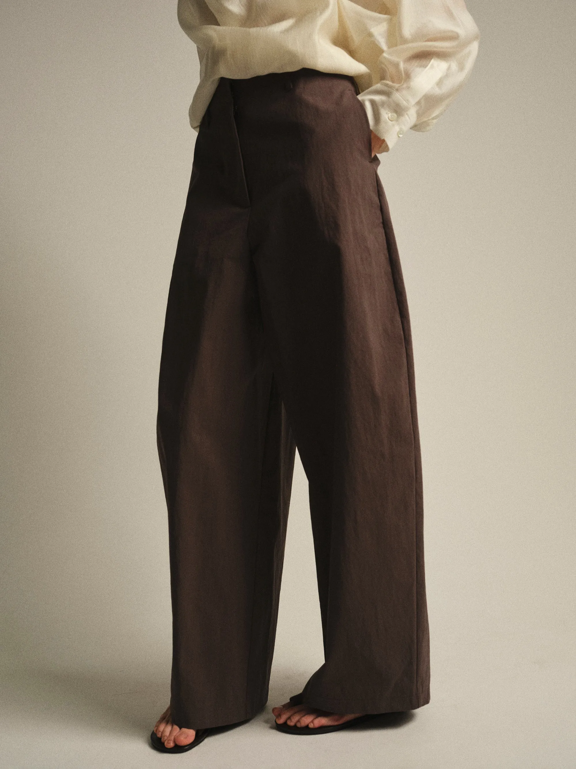 Relaxed Barrel-Leg Trousers, Brown sold by Source Unknown product image thumbnail 2