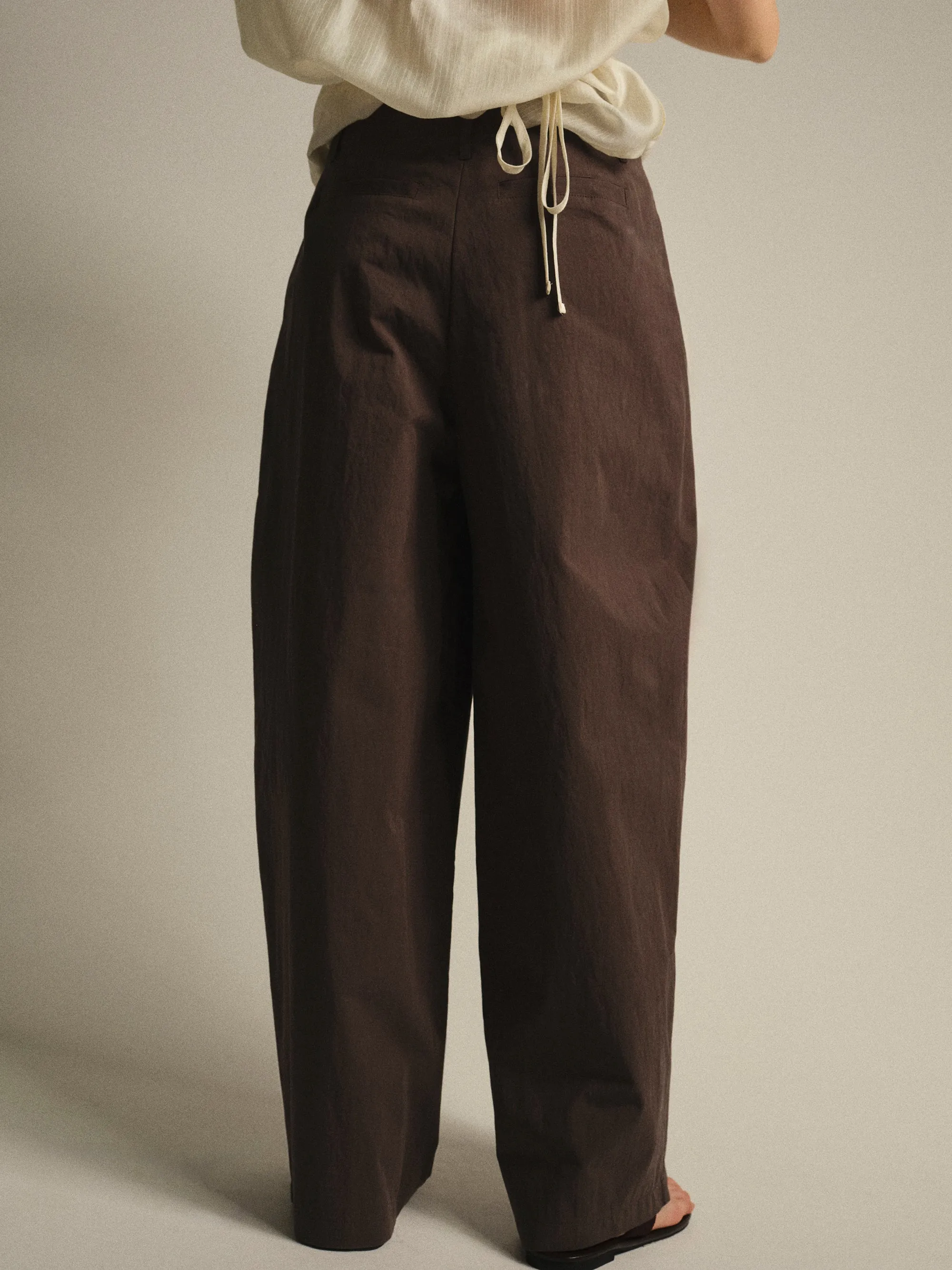 Relaxed Barrel-Leg Trousers, Brown sold by Source Unknown product image thumbnail 3