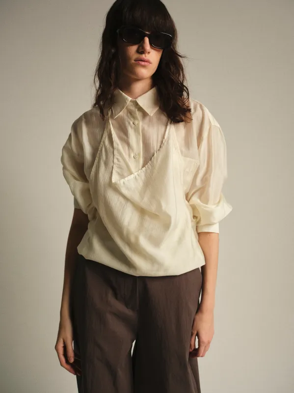 Layered Striped Shirt, Cream made by Source Unknown
