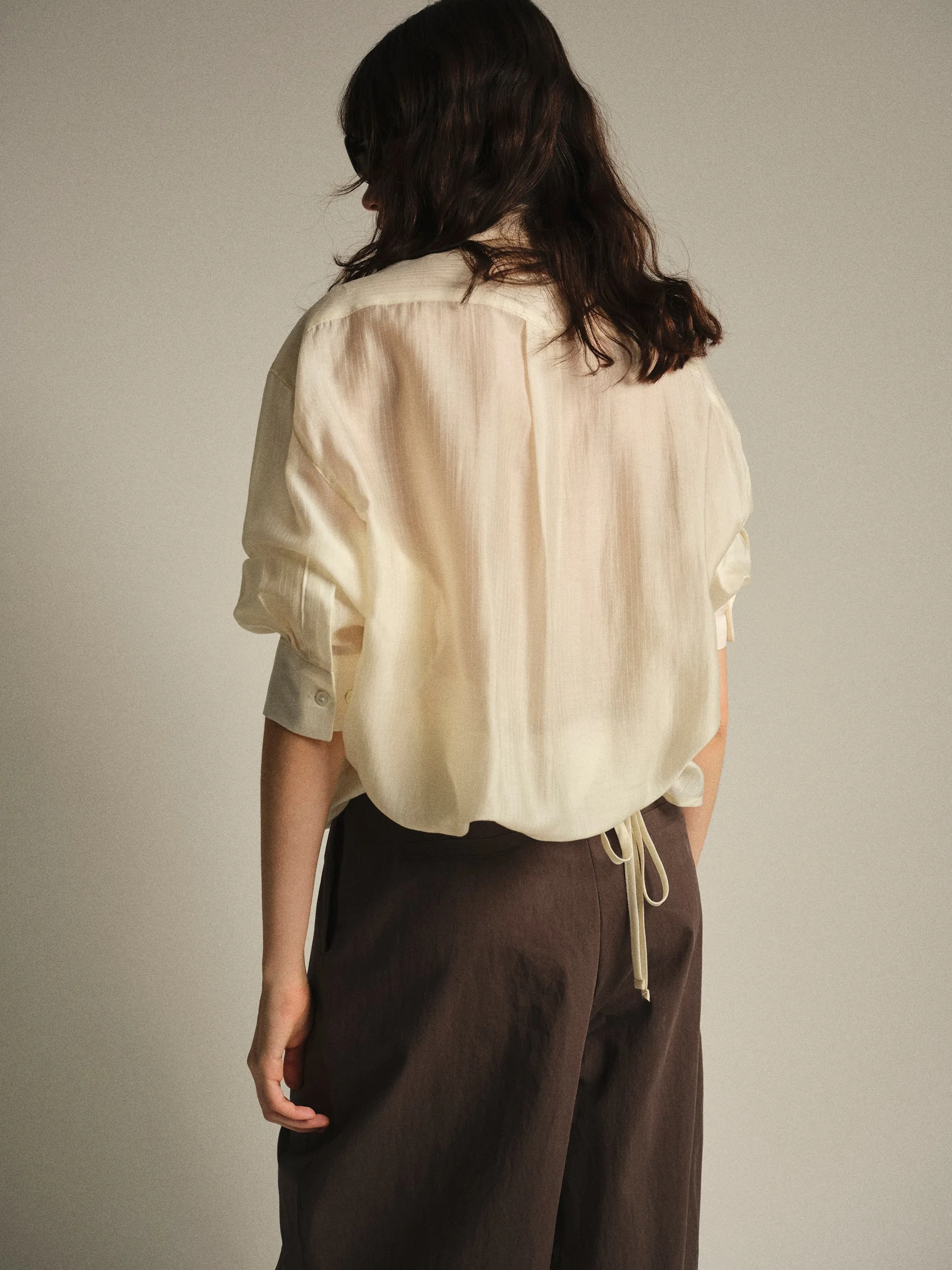 Layered Striped Shirt, Cream sold by Source Unknown product image thumbnail 4