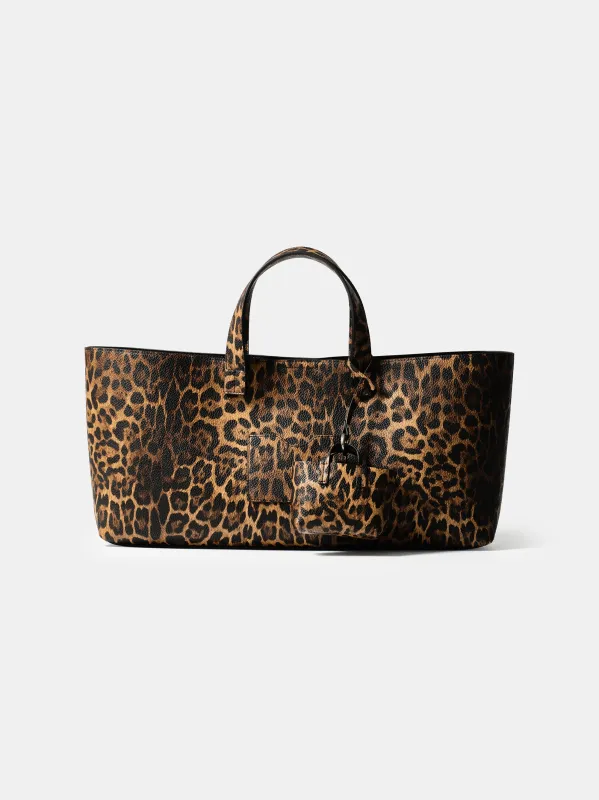 East-West Printed Tote Bag, Leopard sold by Source Unknown